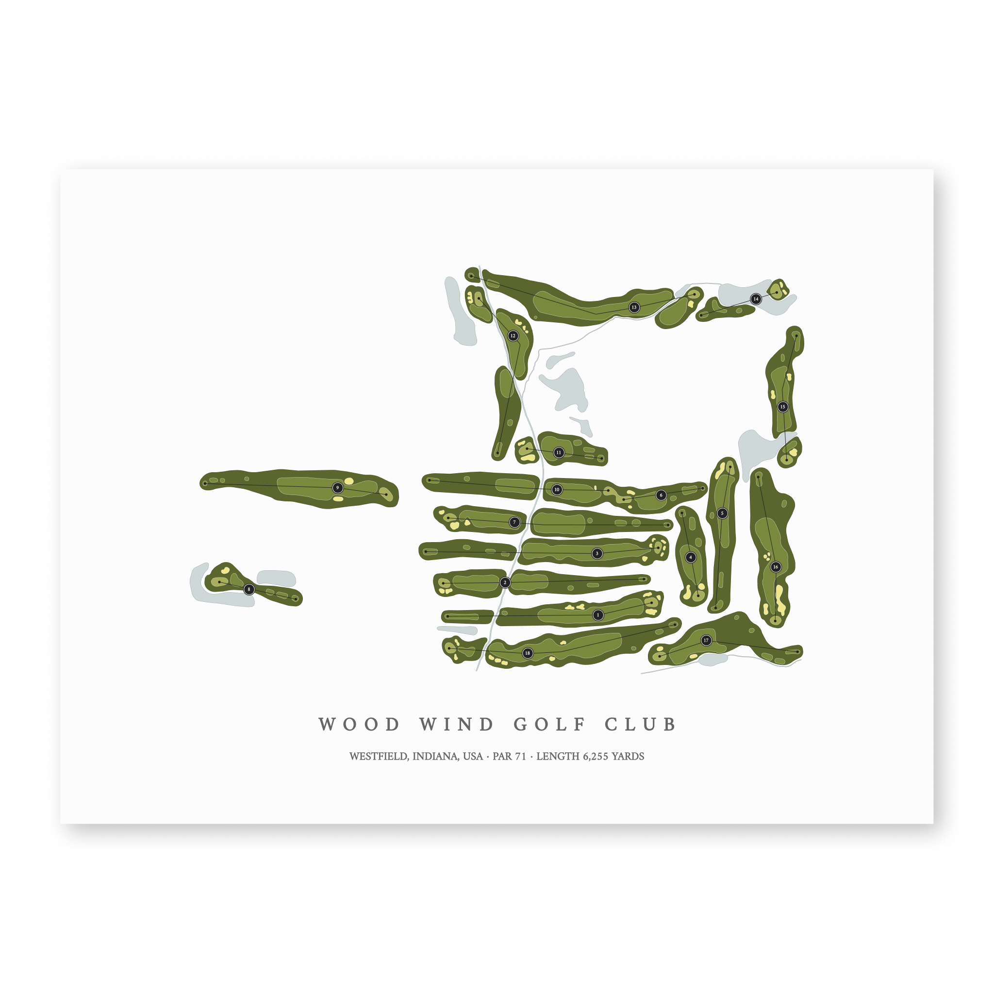 Wood Wind Golf Club | Golf Course Map | Unframed