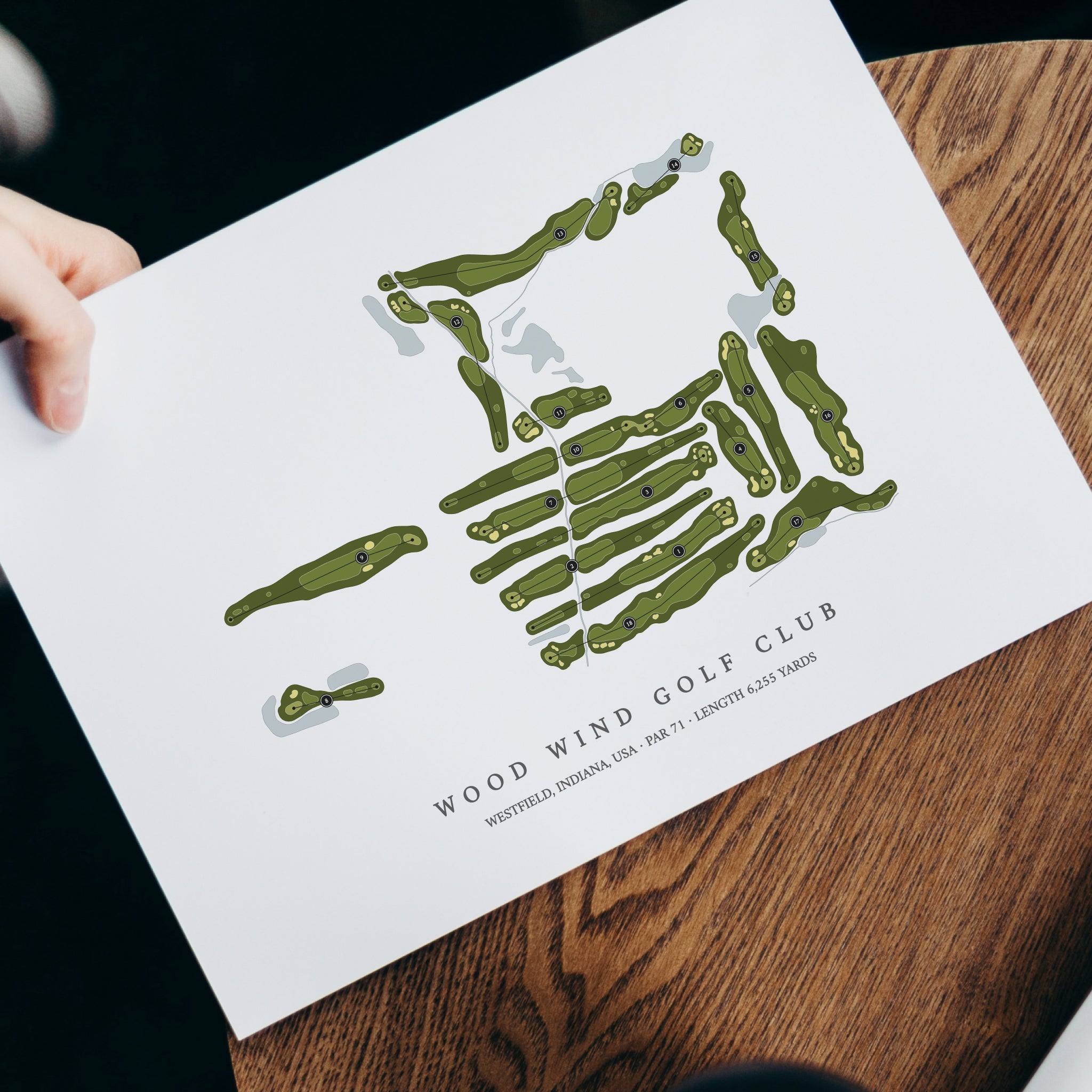 Wood Wind Golf Club | Golf Course Map | With Laptop