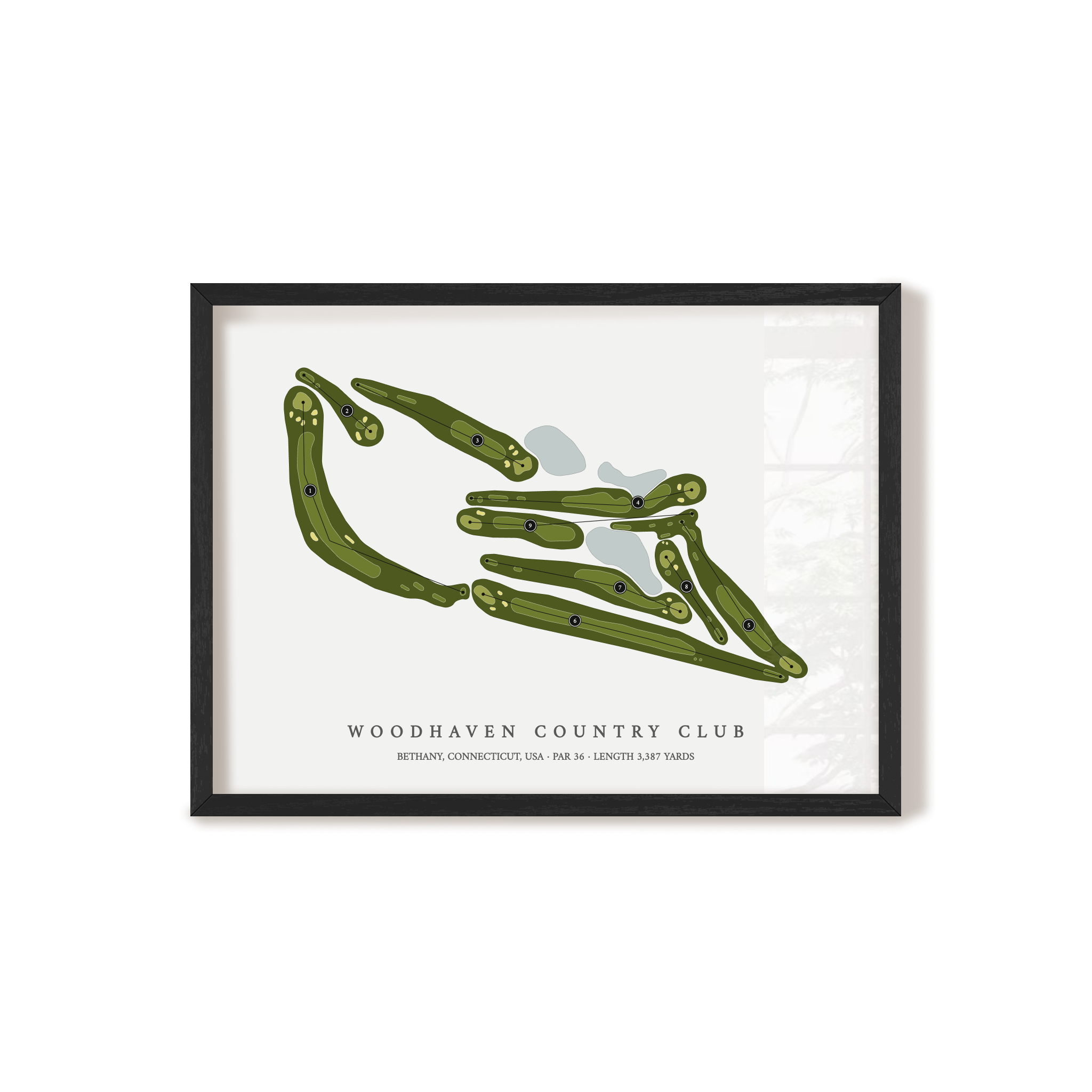 Woodhaven Country Club | Golf Course Map | Black Frame