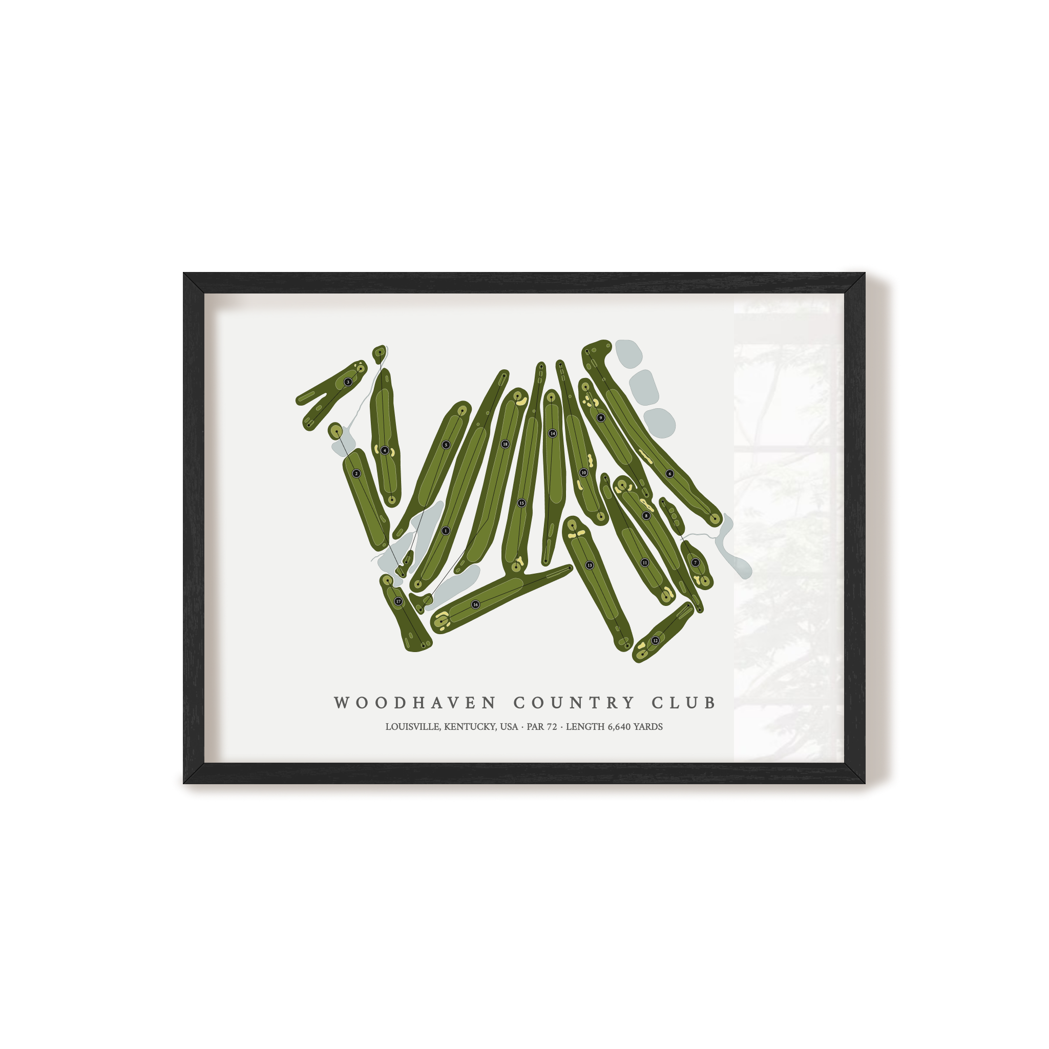 Woodhaven Country Club | Golf Course Map | Black Frame