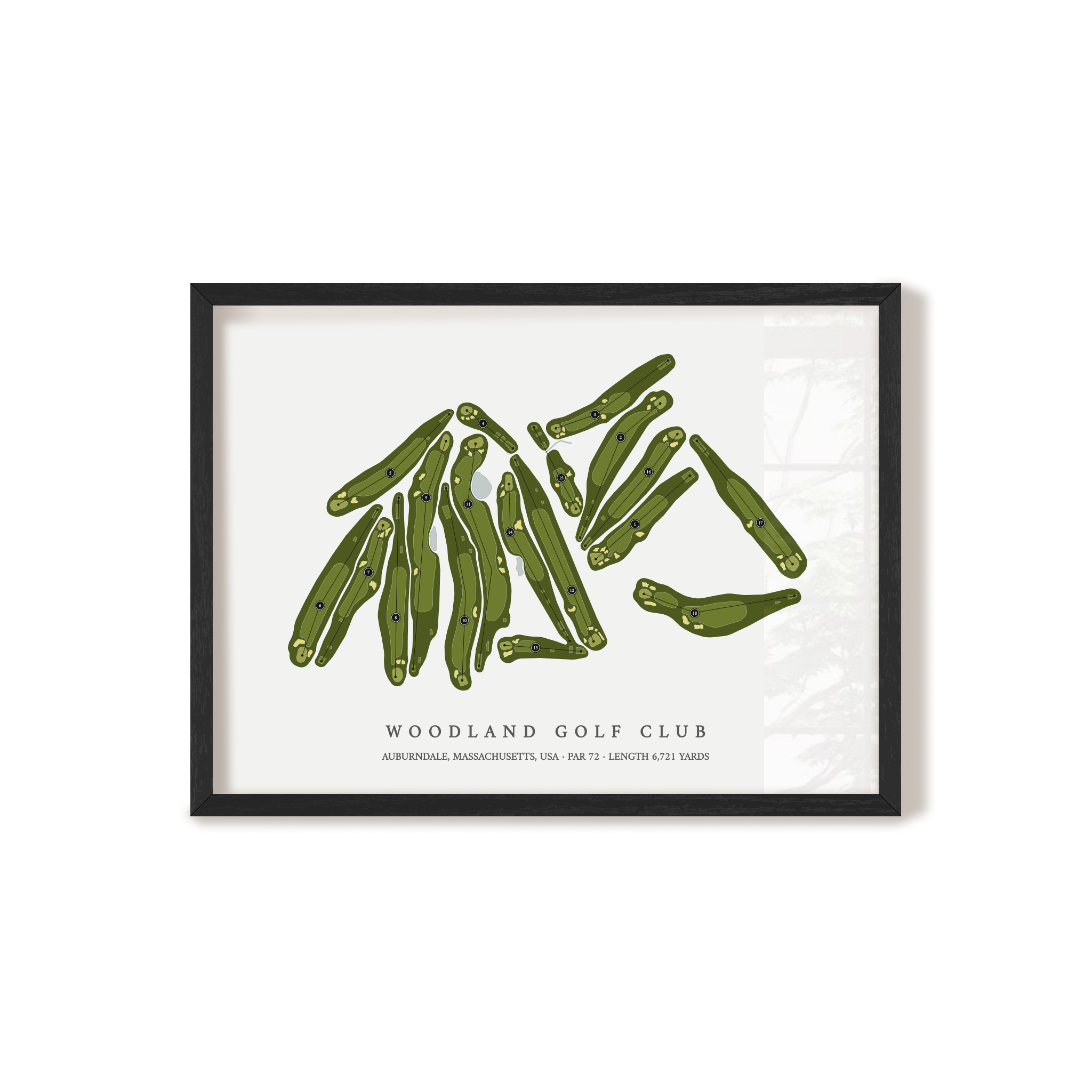 Woodland Golf Club | Golf Course Print | Black Frame