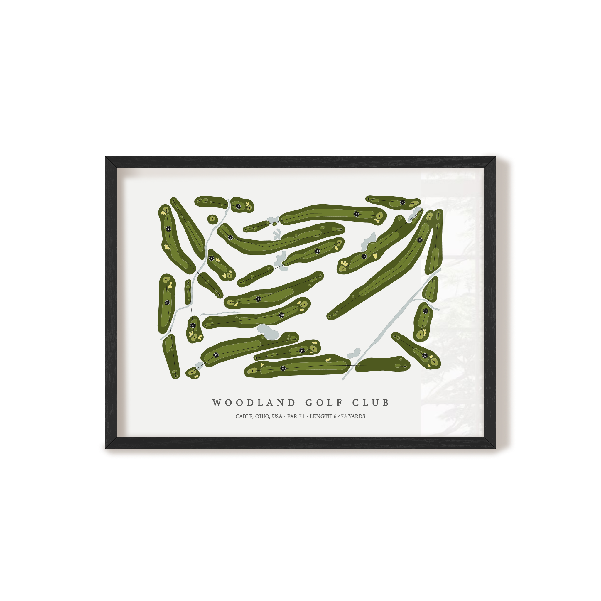 Woodland Golf Club | Golf Course Print | Black Frame