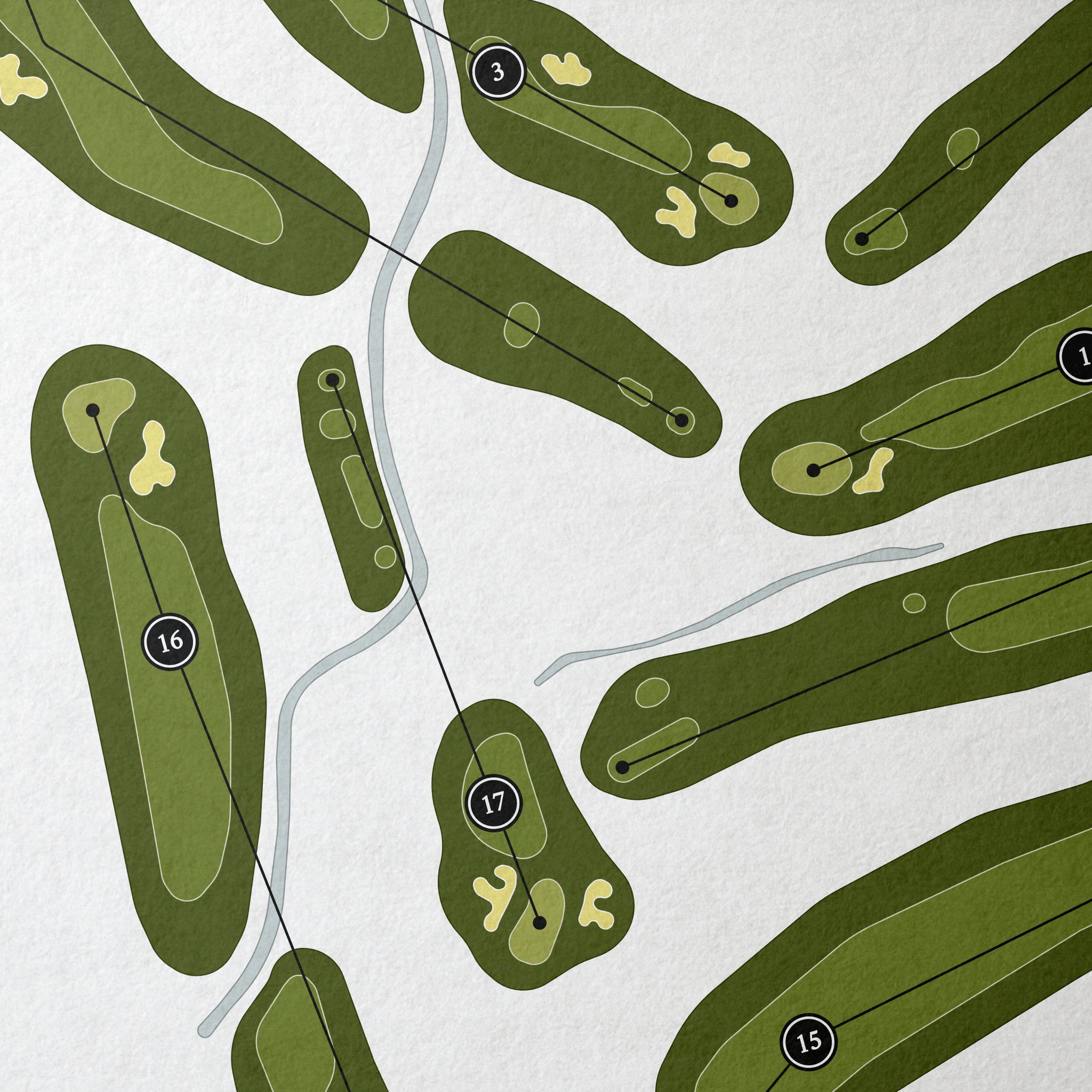 Woodland Golf Club | Golf Course Print | Close Up
