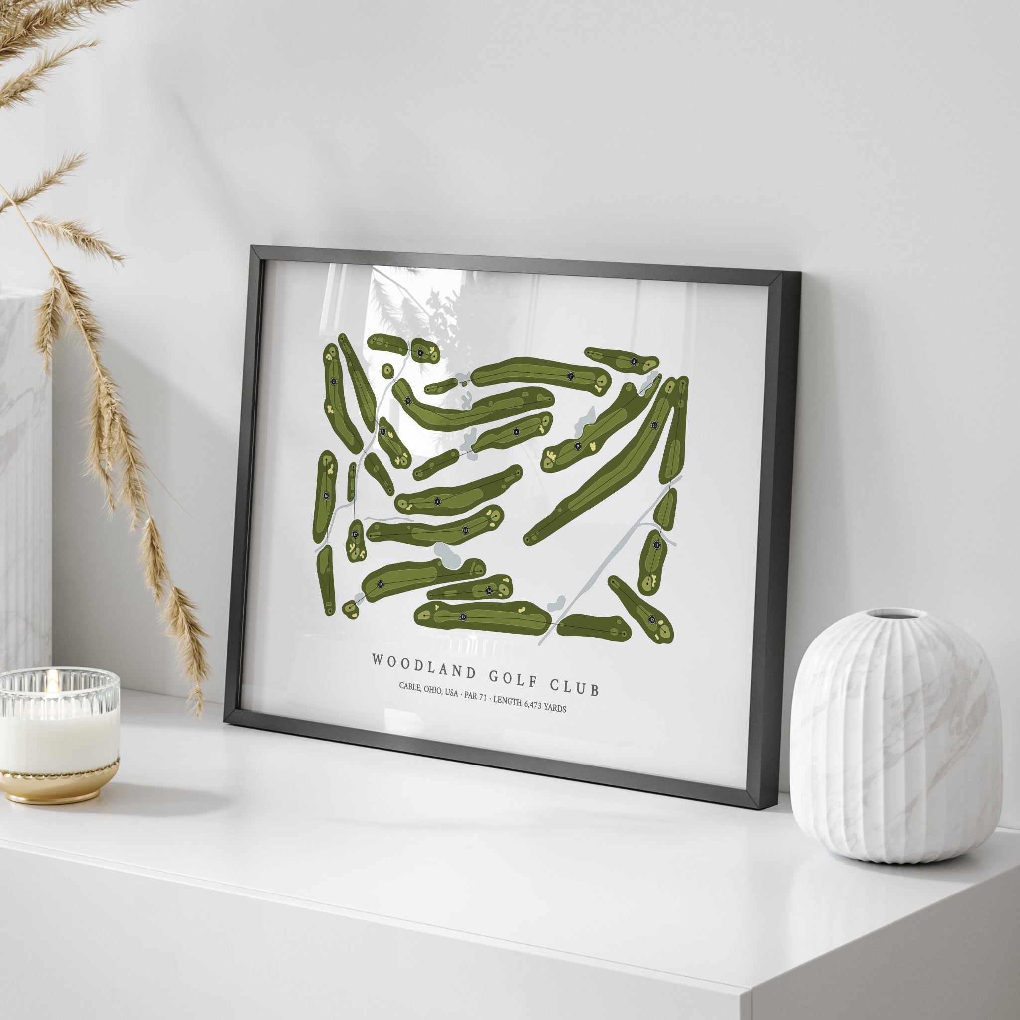 Woodland Golf Club | Golf Course Print | On Table