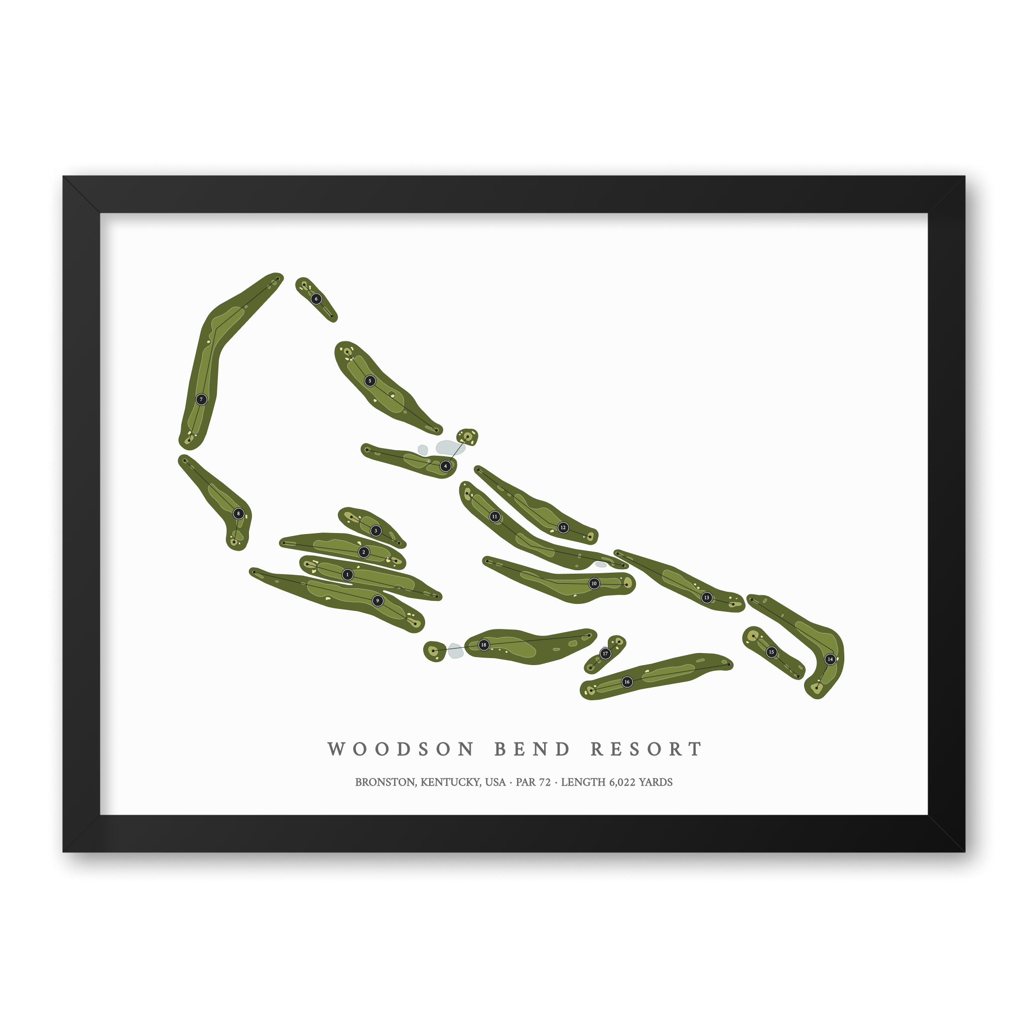 Woodson Bend Resort | Golf Course Map | Black Frame