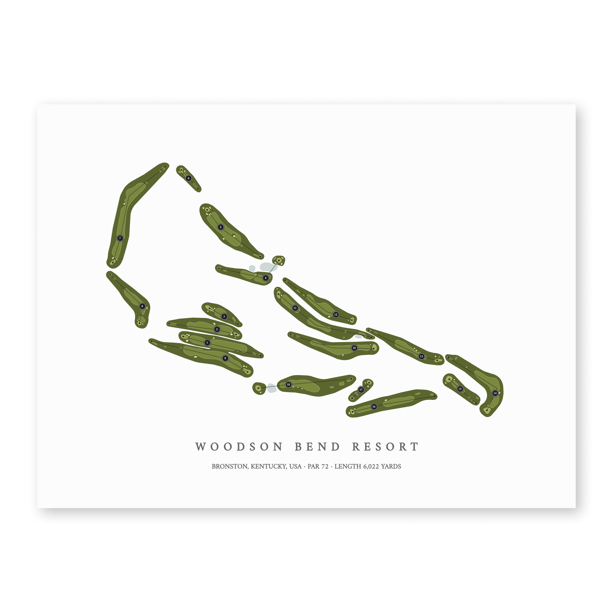 Woodson Bend Resort | Golf Course Map | Unframed