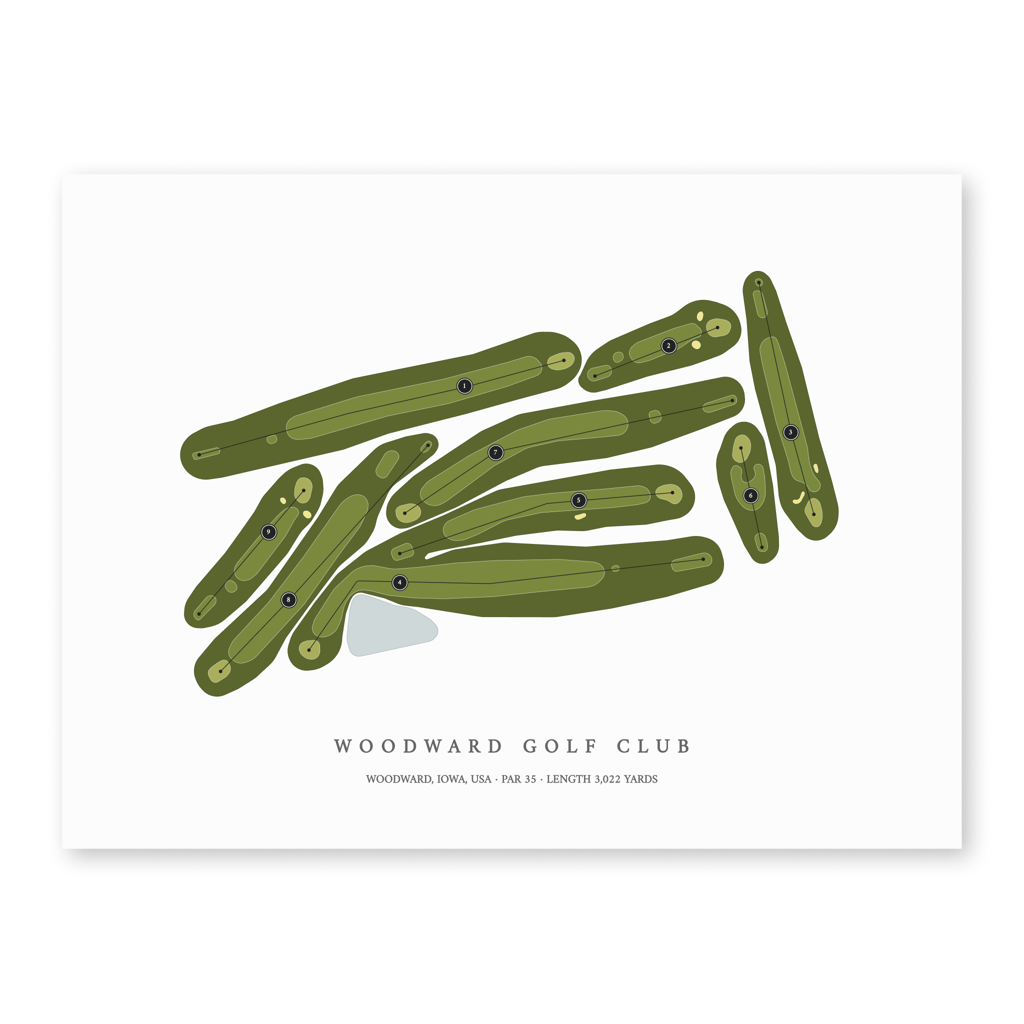 Woodward Golf Club | Golf Course Map | Unframed