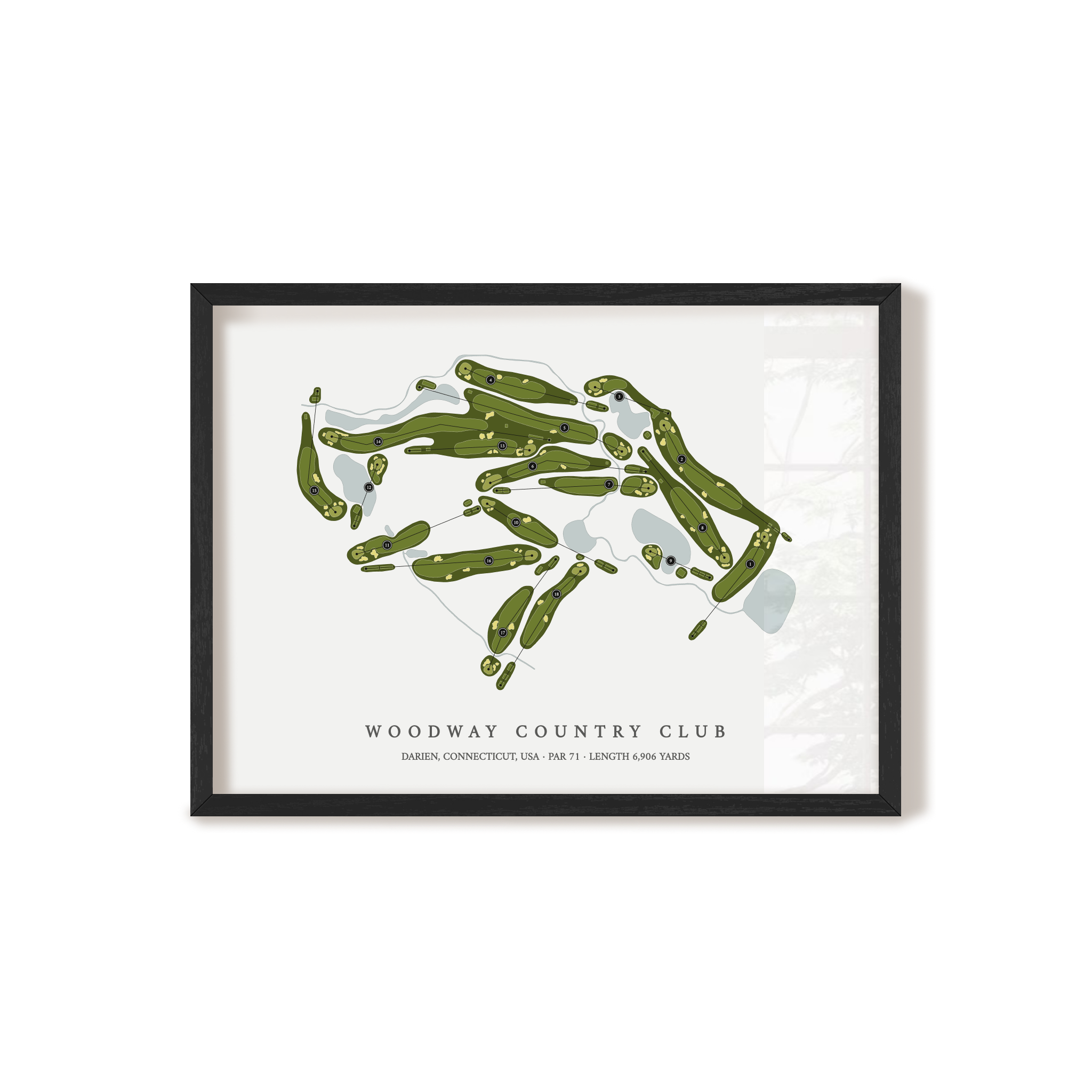 Woodway Country Club | Golf Course Map | Black Frame