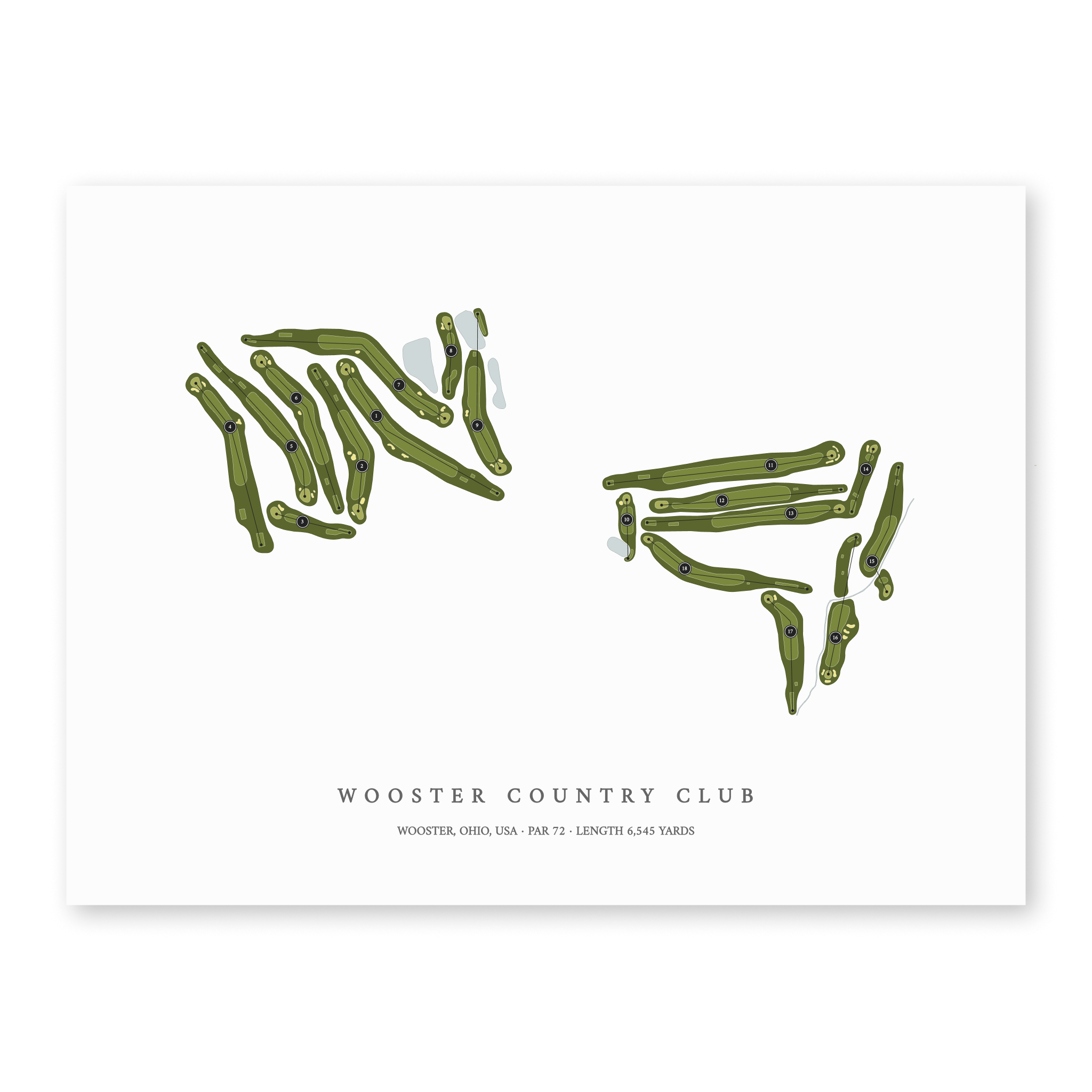 Wooster Country Club | Heritage Style Golf Course Print | Unframed