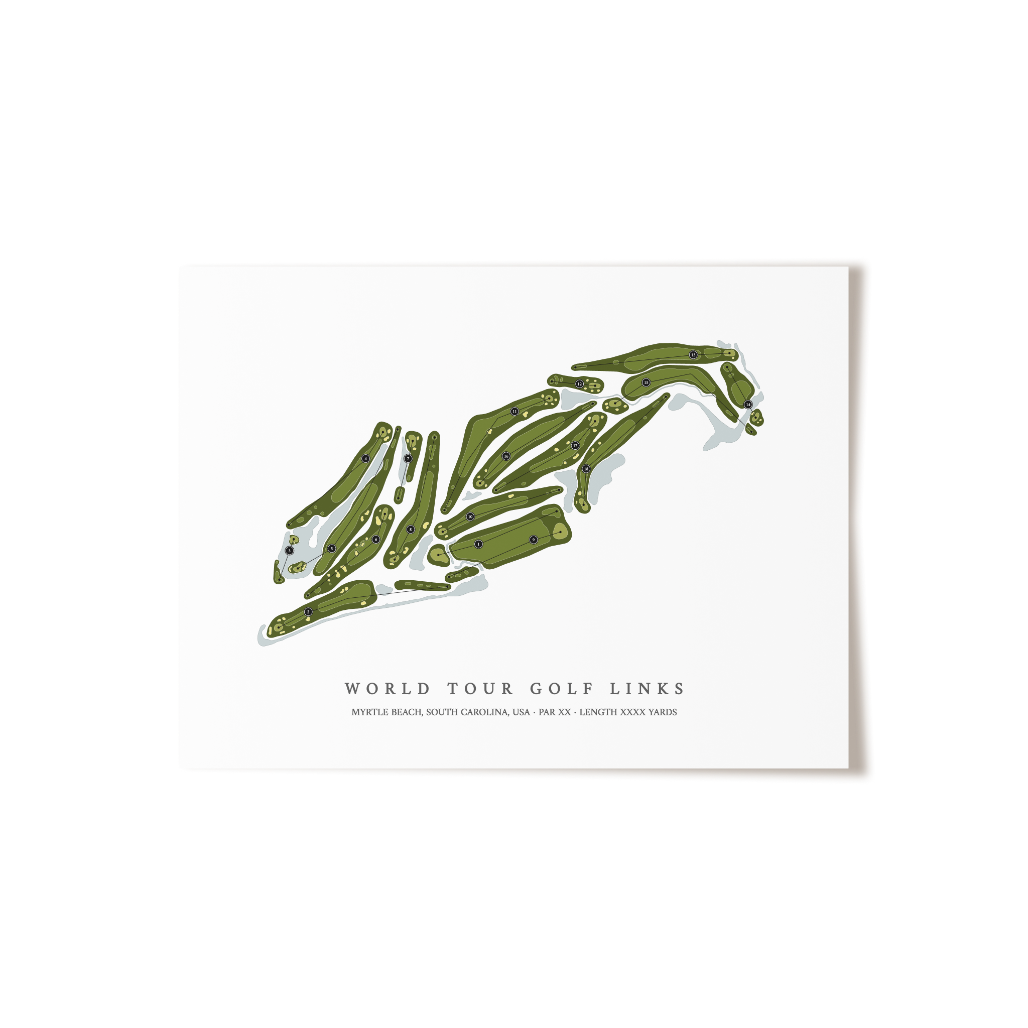 World Tour Golf Links | Golf Course Map | Unframed
