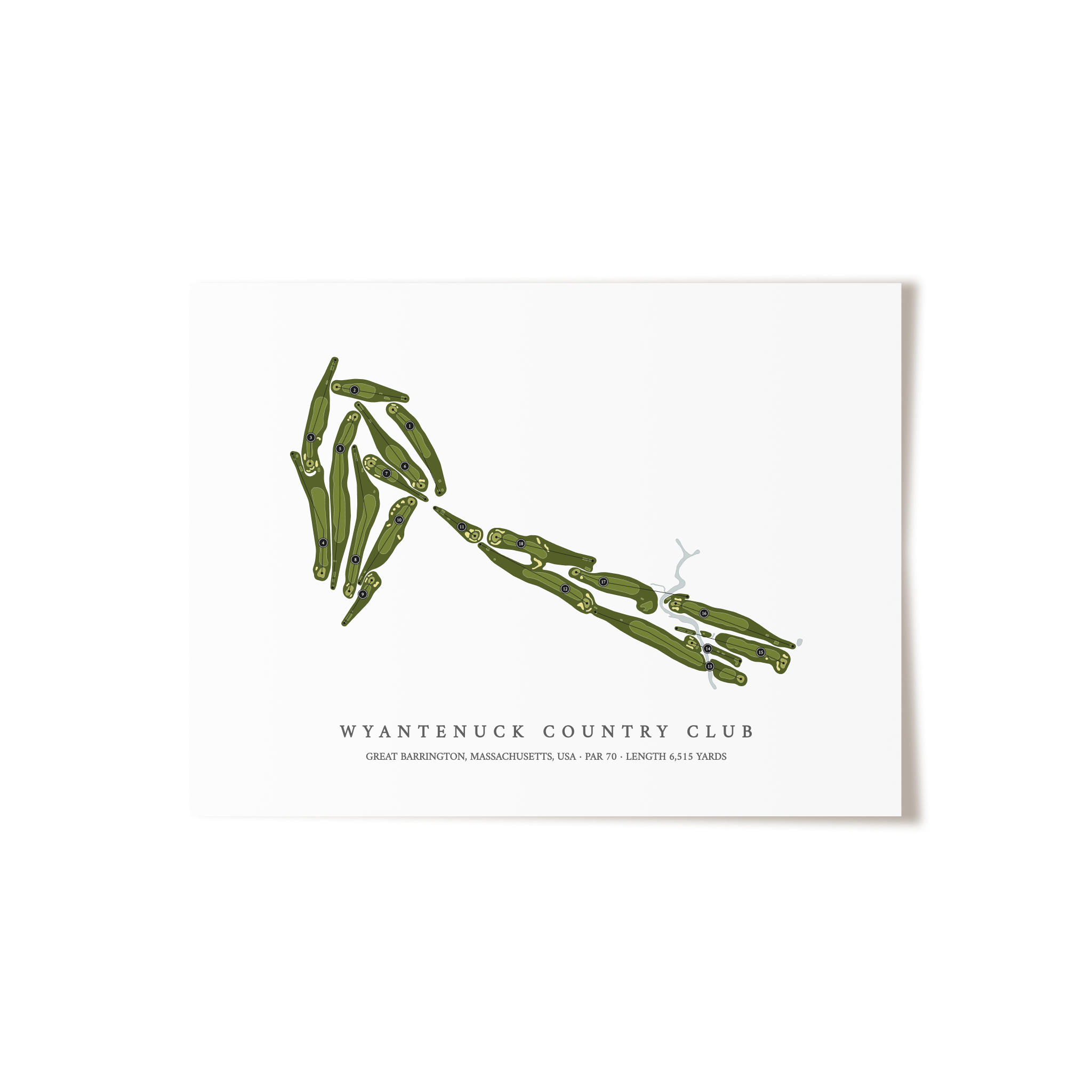 Wyantenuck Country Club | Golf Course Map | Unframed