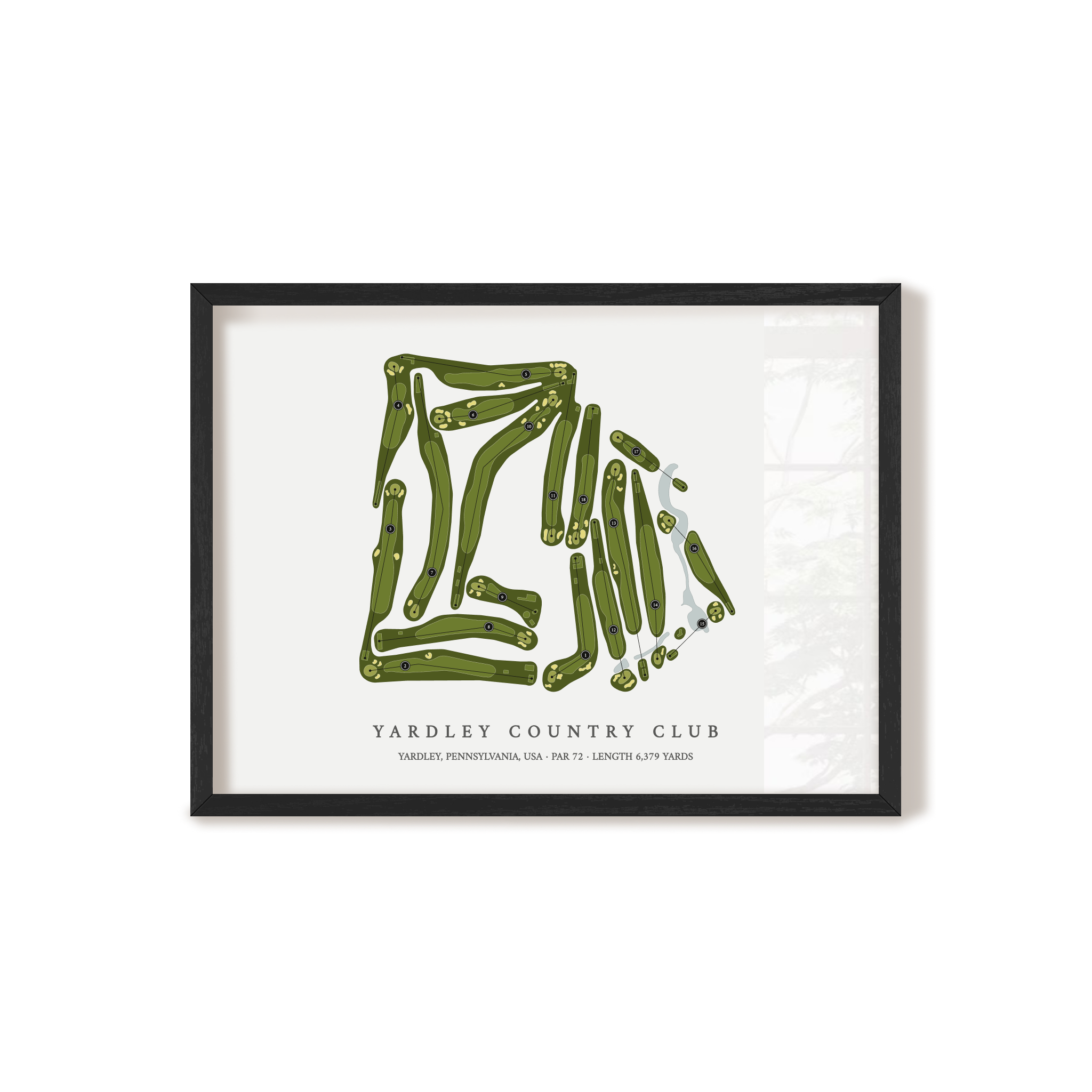 Yardley Country Club | Golf Course Map | Black Frame
