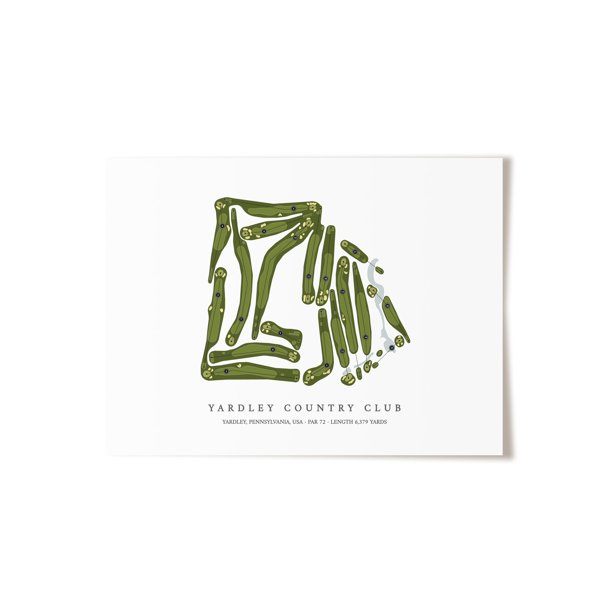 Yardley Country Club | Golf Course Map | Unframed