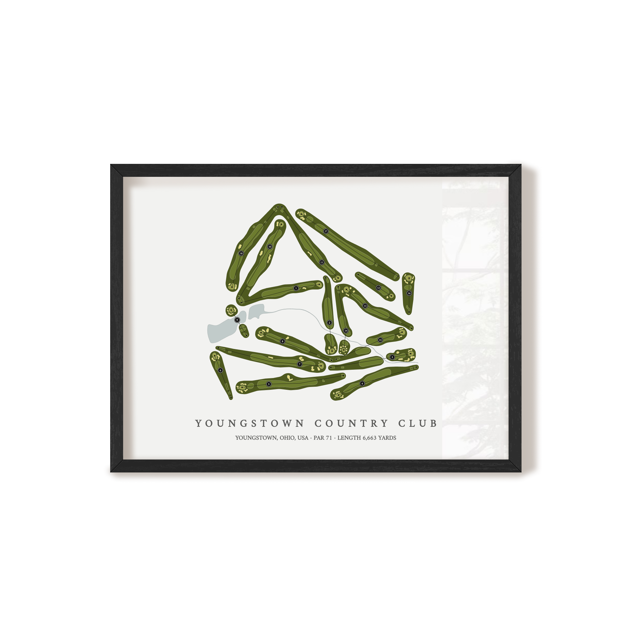 Youngstown Country Club | Golf Course Map | Black Frame