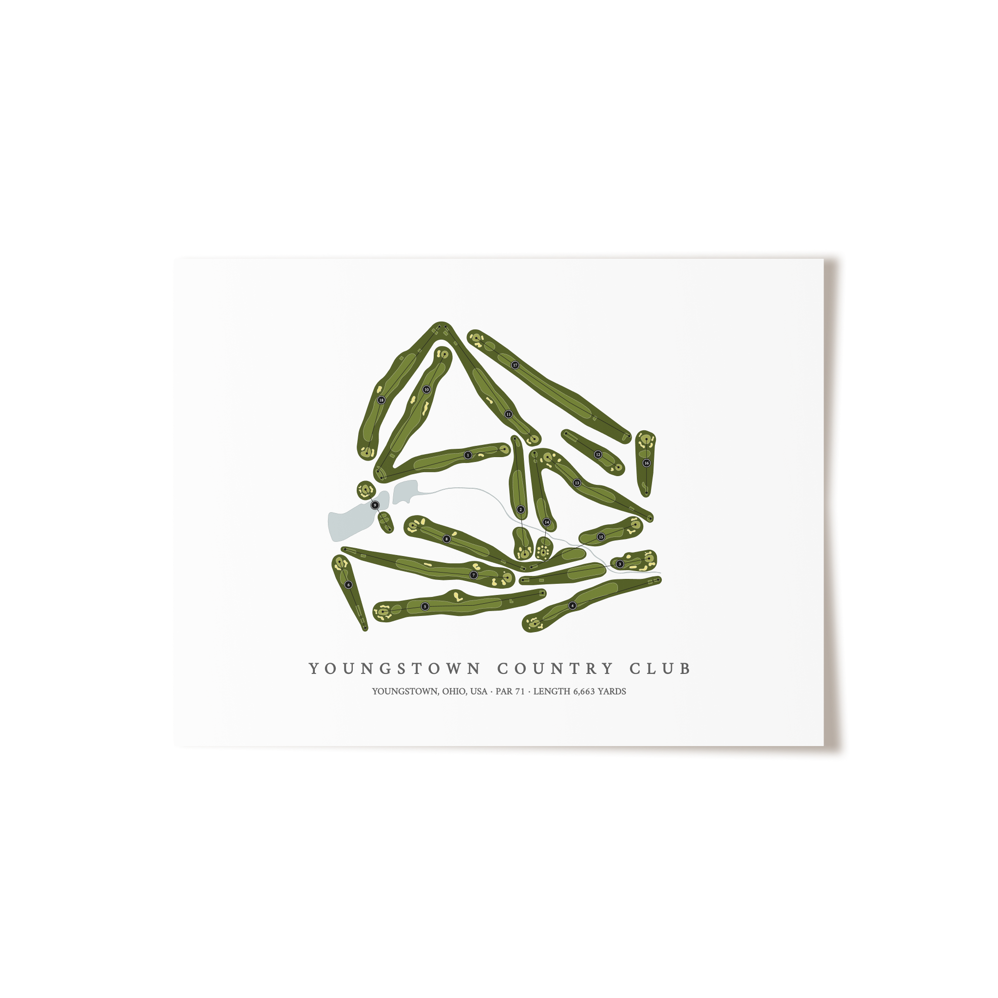 Youngstown Country Club | Golf Course Map | Unframed