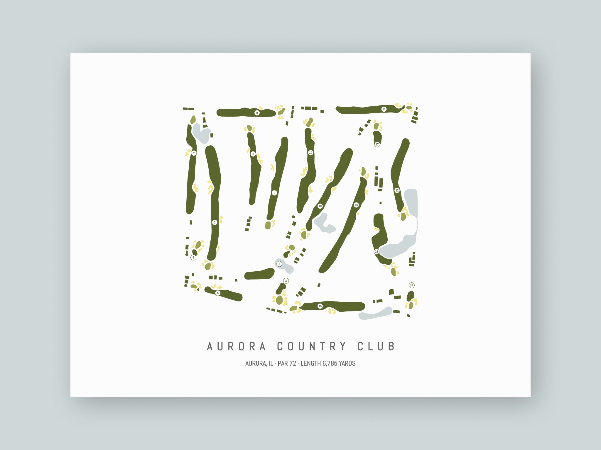 Aurora-Country-Club-IL--Unframed-24x18-With-Hole-Numbers