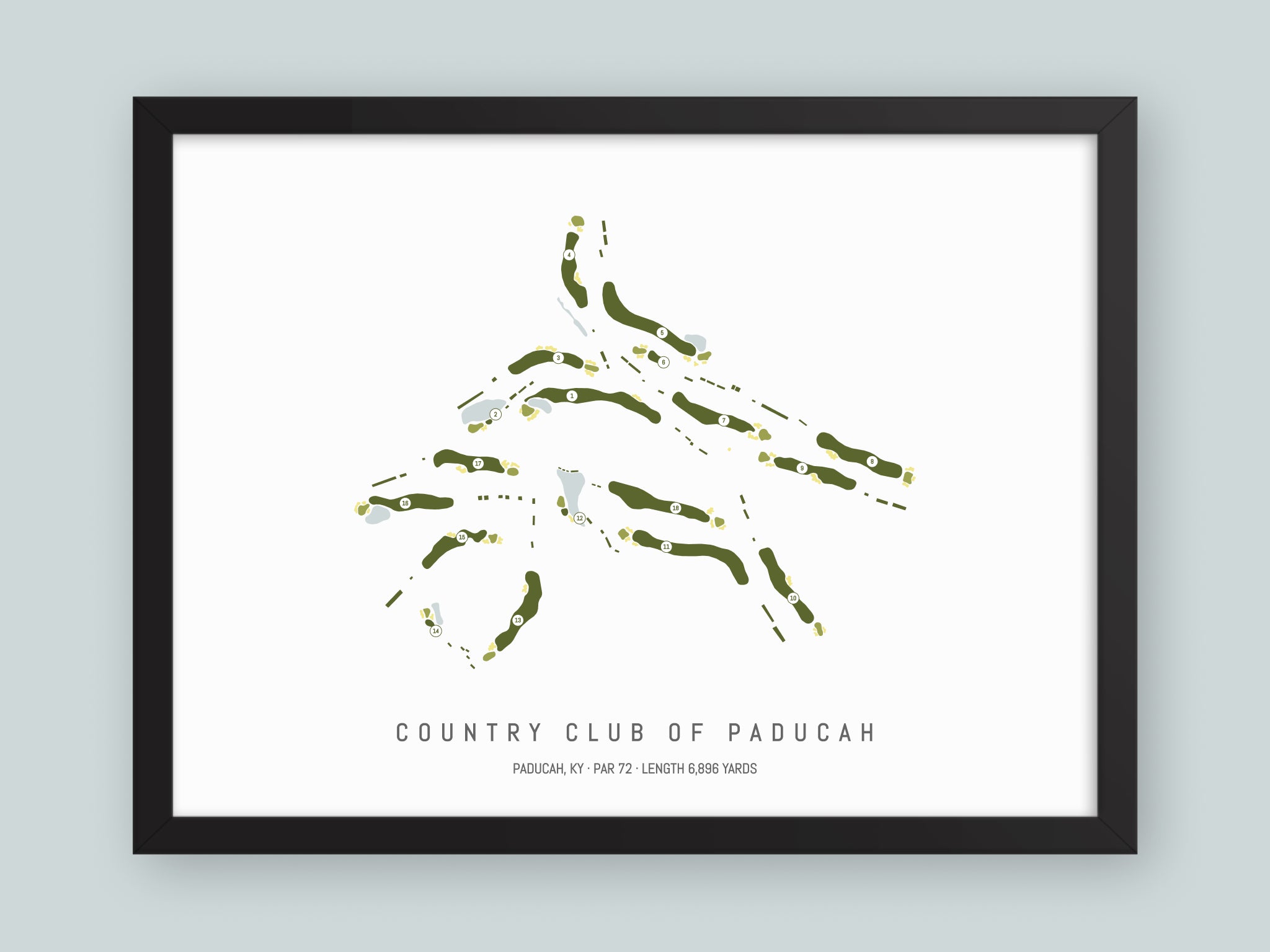 Country-Club-of-Paducah-KY--Black-Frame-24x18-With-Hole-Numbers