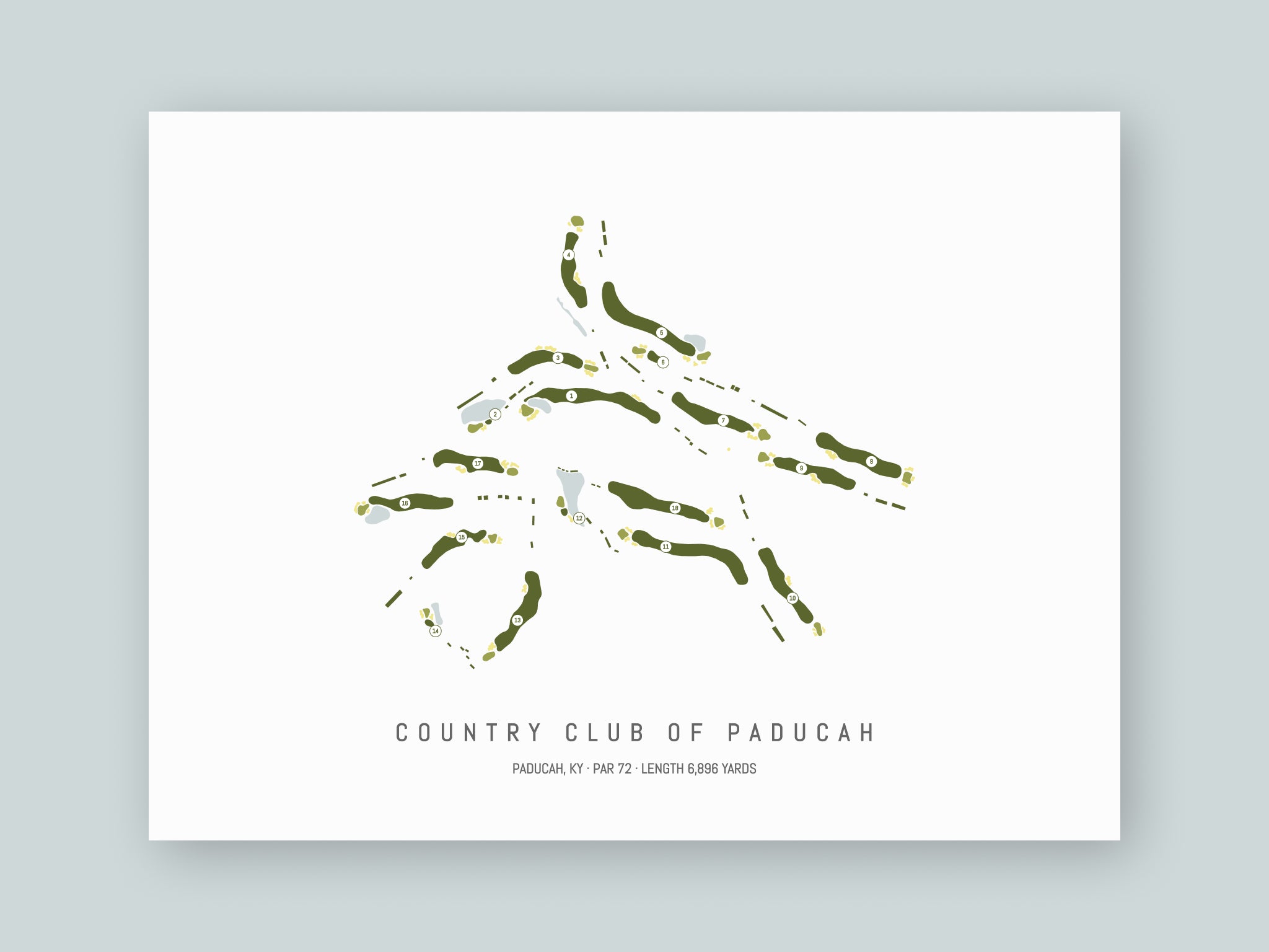 Country-Club-of-Paducah-KY--Unframed-24x18-With-Hole-Numbers