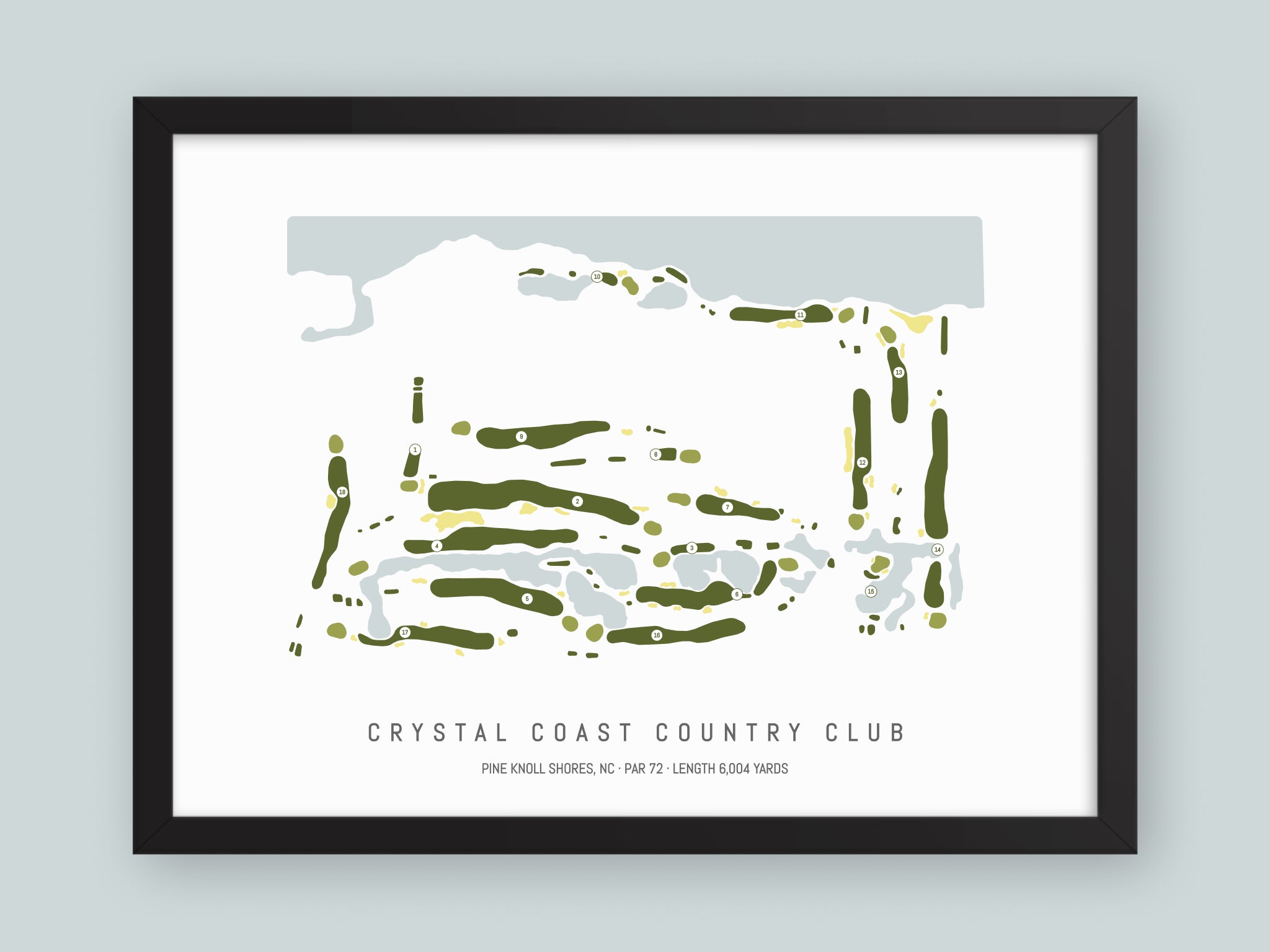 Crystal-Coast-Country-Club-NC--Black-Frame-24x18-With-Hole-Numbers