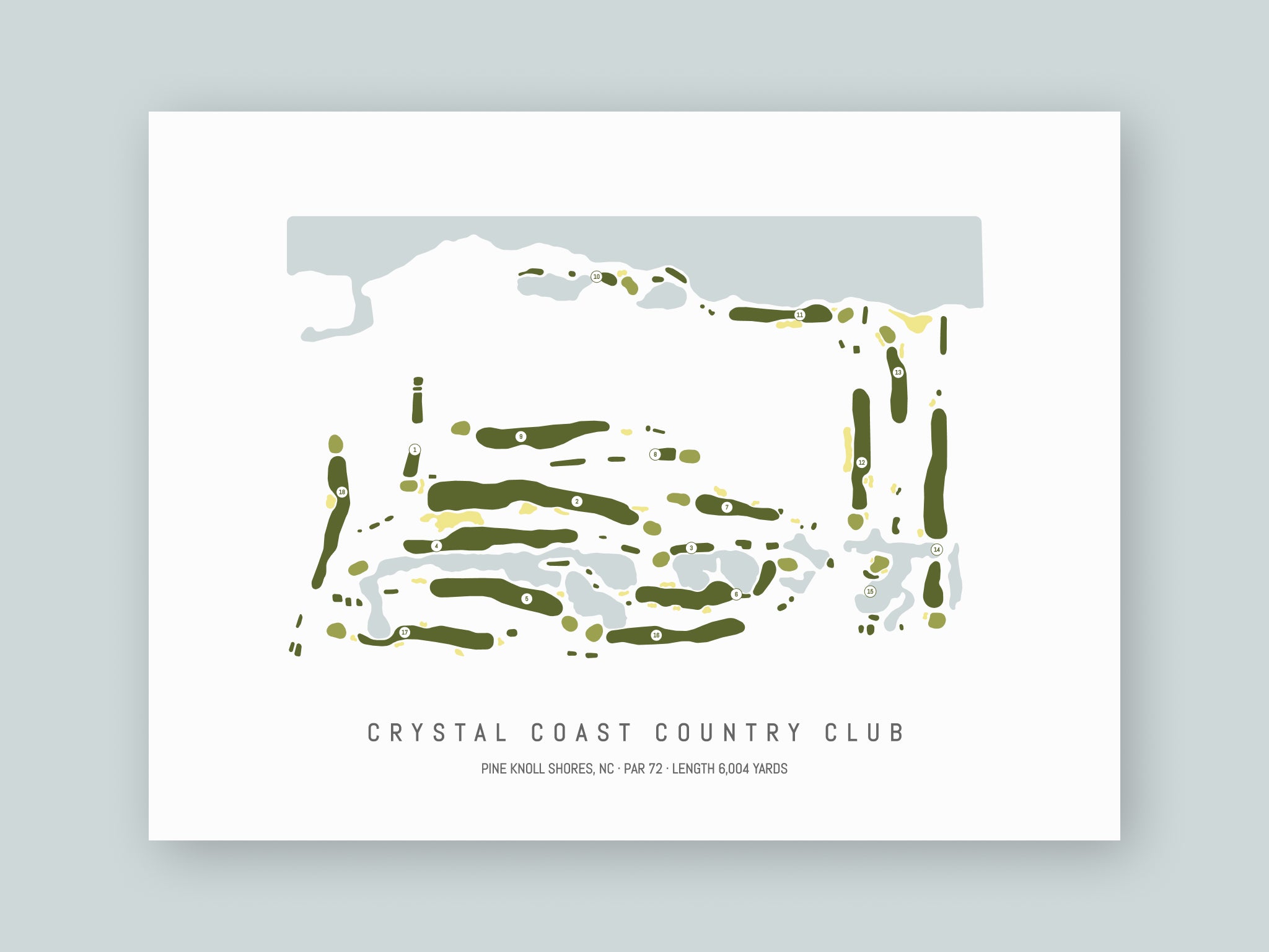 Crystal-Coast-Country-Club-NC--Unframed-24x18-With-Hole-Numbers