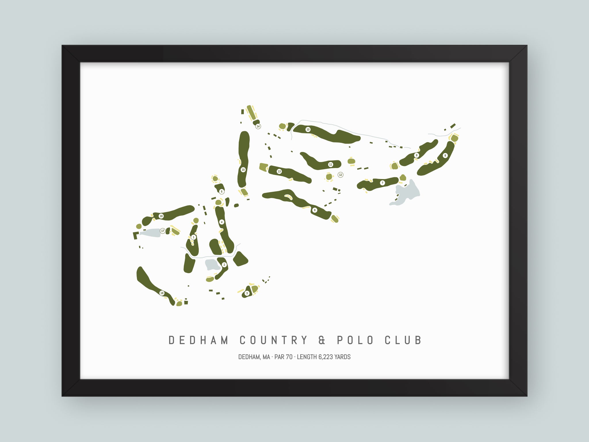 Dedham-Country-And-Polo-Club-MA--Black-Frame-24x18-With-Hole-Numbers