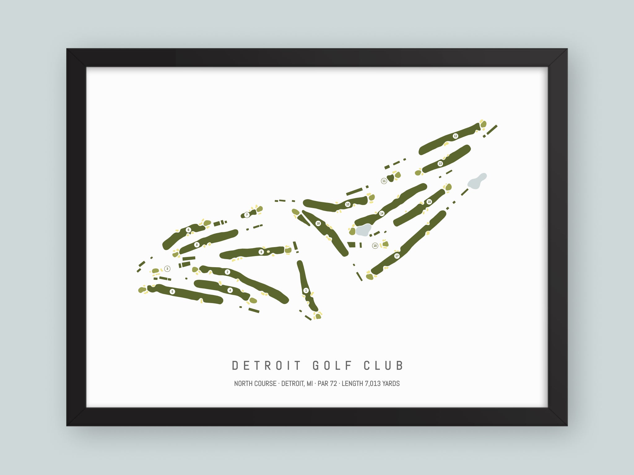 Detroit-Golf-Club-North-Course-MI--Black-Frame-24x18-With-Hole-Numbers