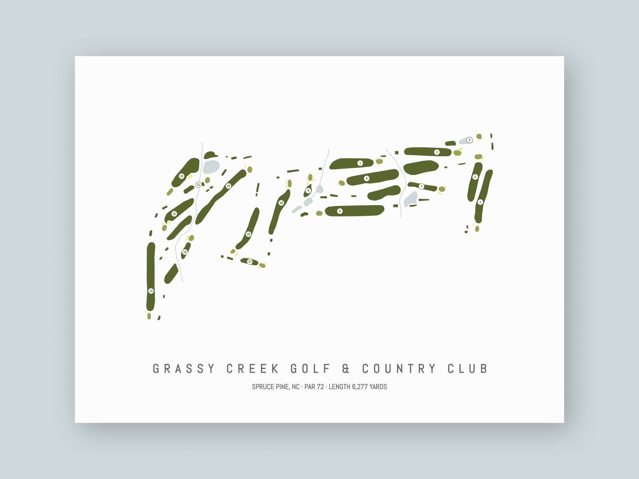 Grassy-Creek-Golf-And-Country-Club-NC--Unframed-24x18-With-Hole-Numbers