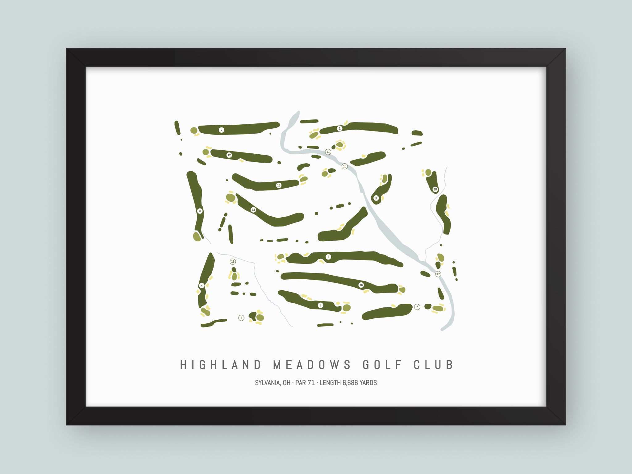 Highland-Meadows-Golf-Club-OH--Black-Frame-24x18-With-Hole-Numbers