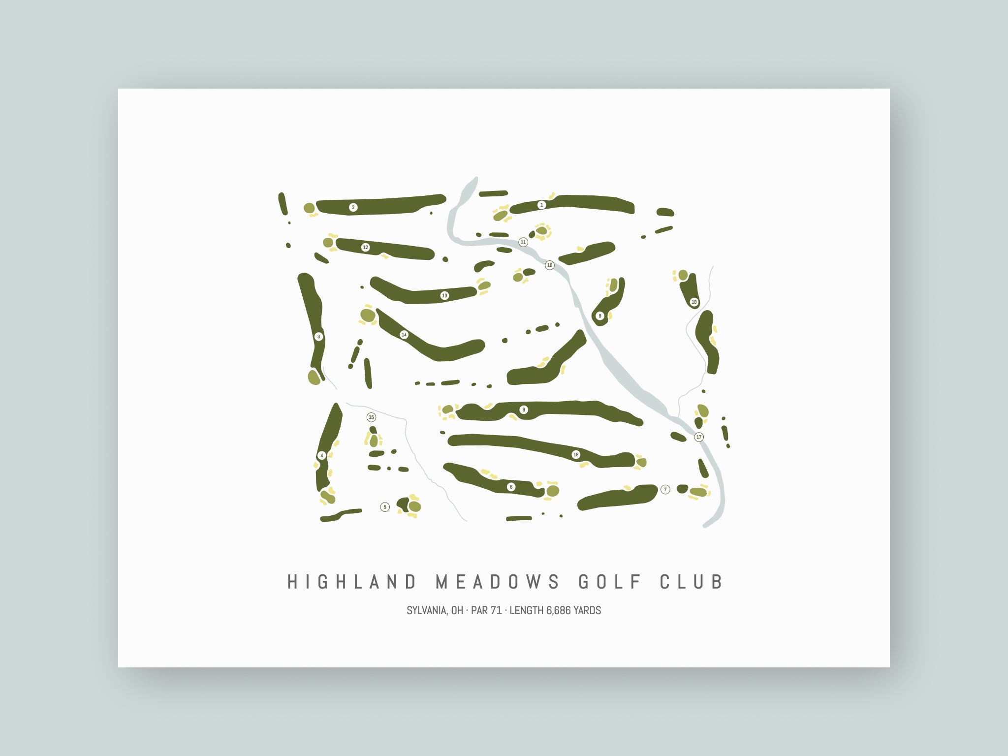 Highland-Meadows-Golf-Club-OH--Unframed-24x18-With-Hole-Numbers