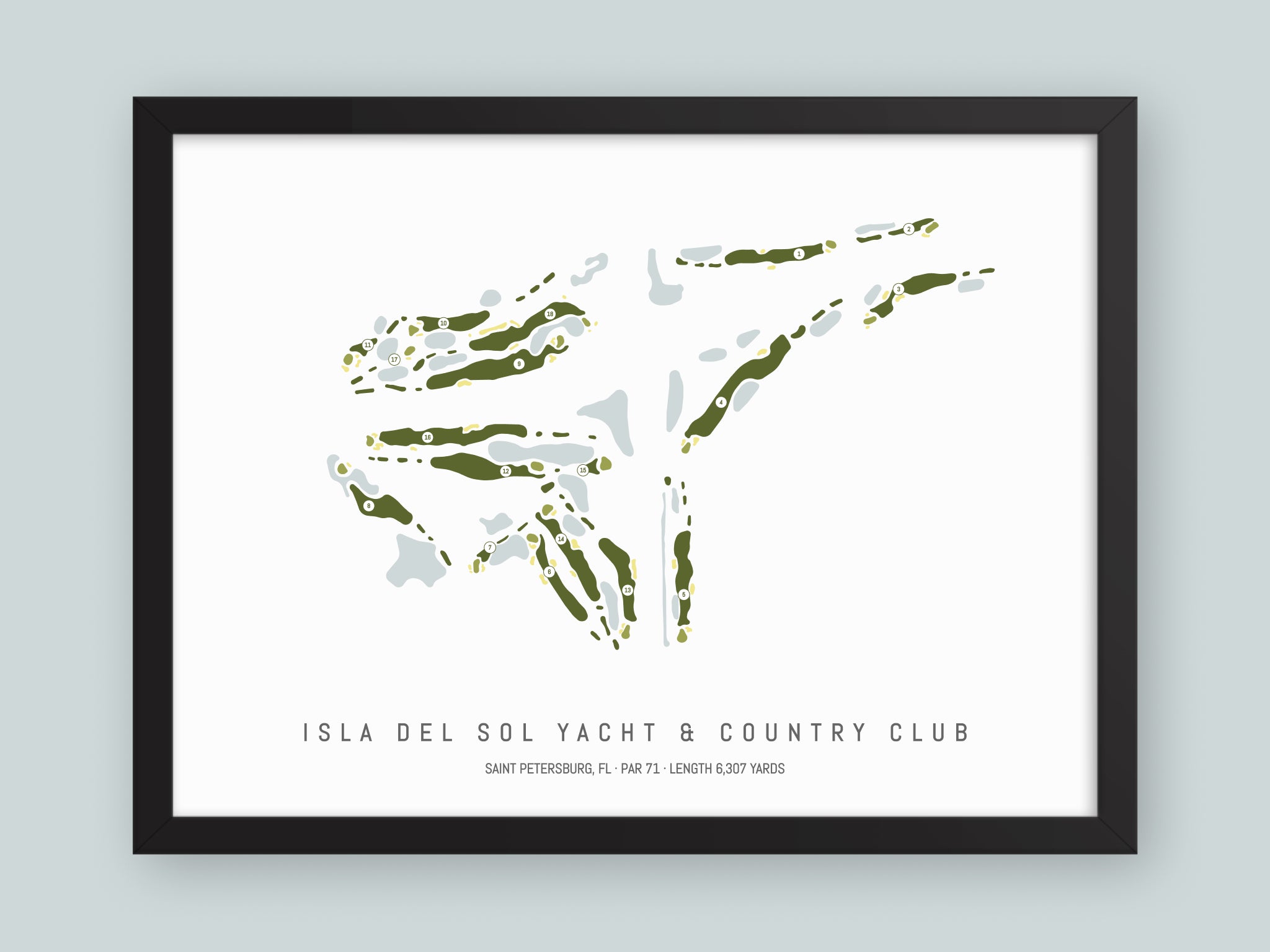 Isla-Del-Sol-Yacht-And-Country-Club-FL--Black-Frame-24x18-With-Hole-Numbers