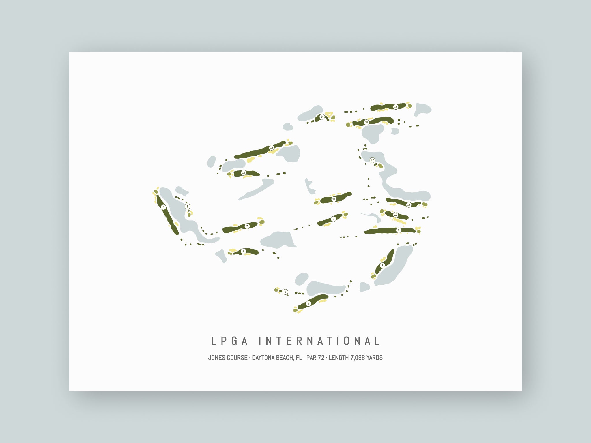 LPGA-International-Jones-Course-FL--Unframed-24x18-With-Hole-Numbers