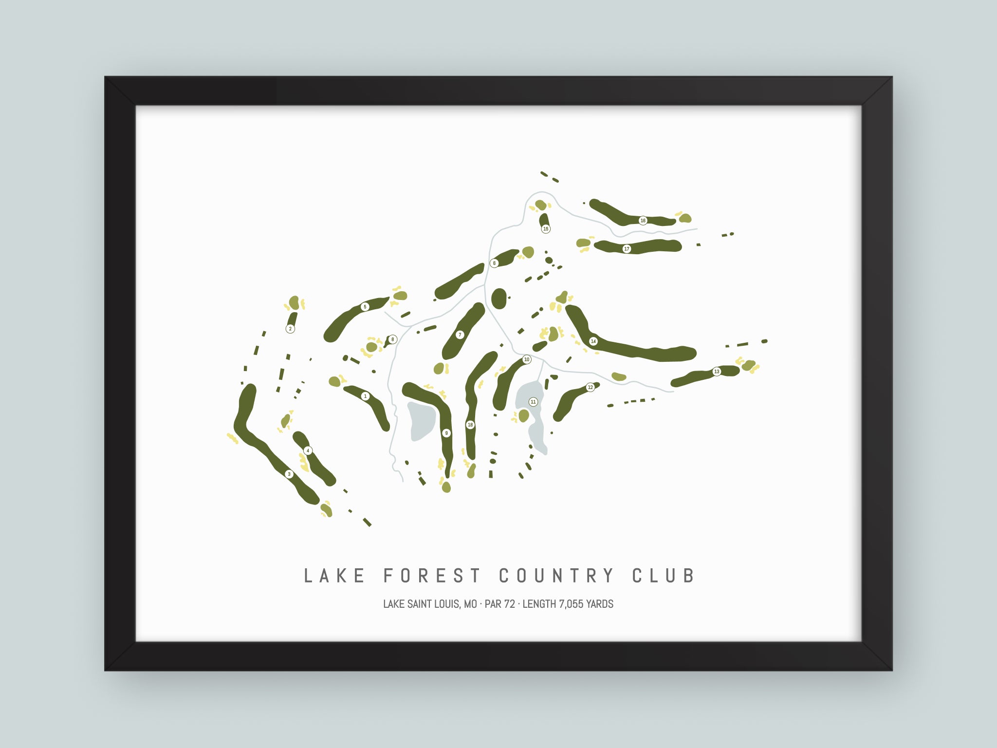 Lake-Forest-Country-Club-MO--Black-Frame-24x18-With-Hole-Numbers