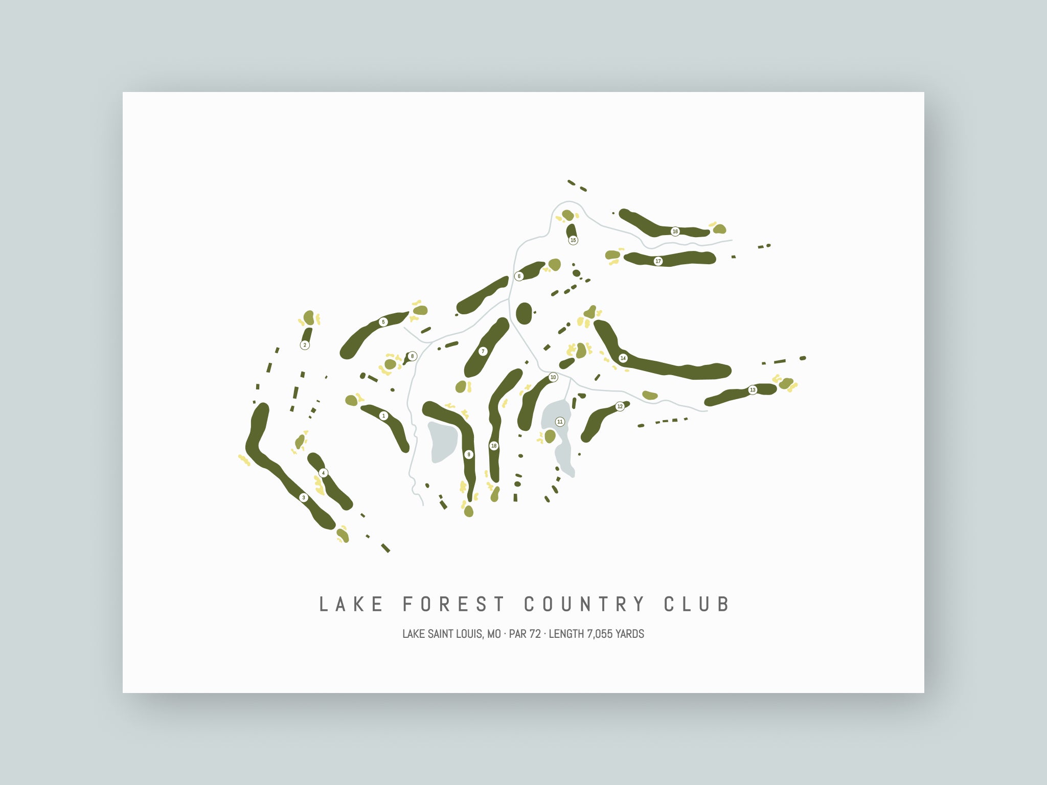 Lake-Forest-Country-Club-MO--Unframed-24x18-With-Hole-Numbers