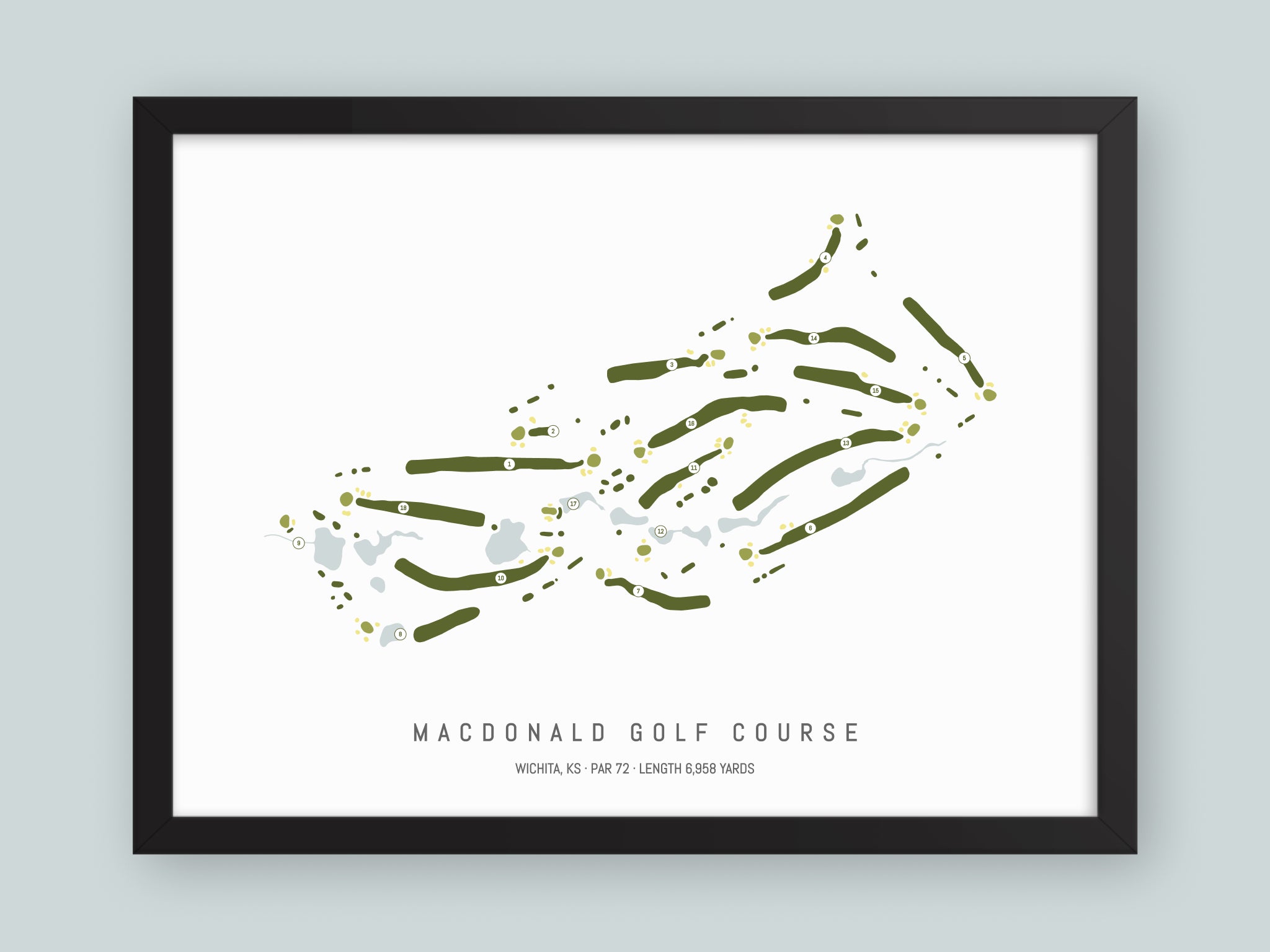 MacDonald-Golf-Course-KS--Black-Frame-24x18-With-Hole-Numbers
