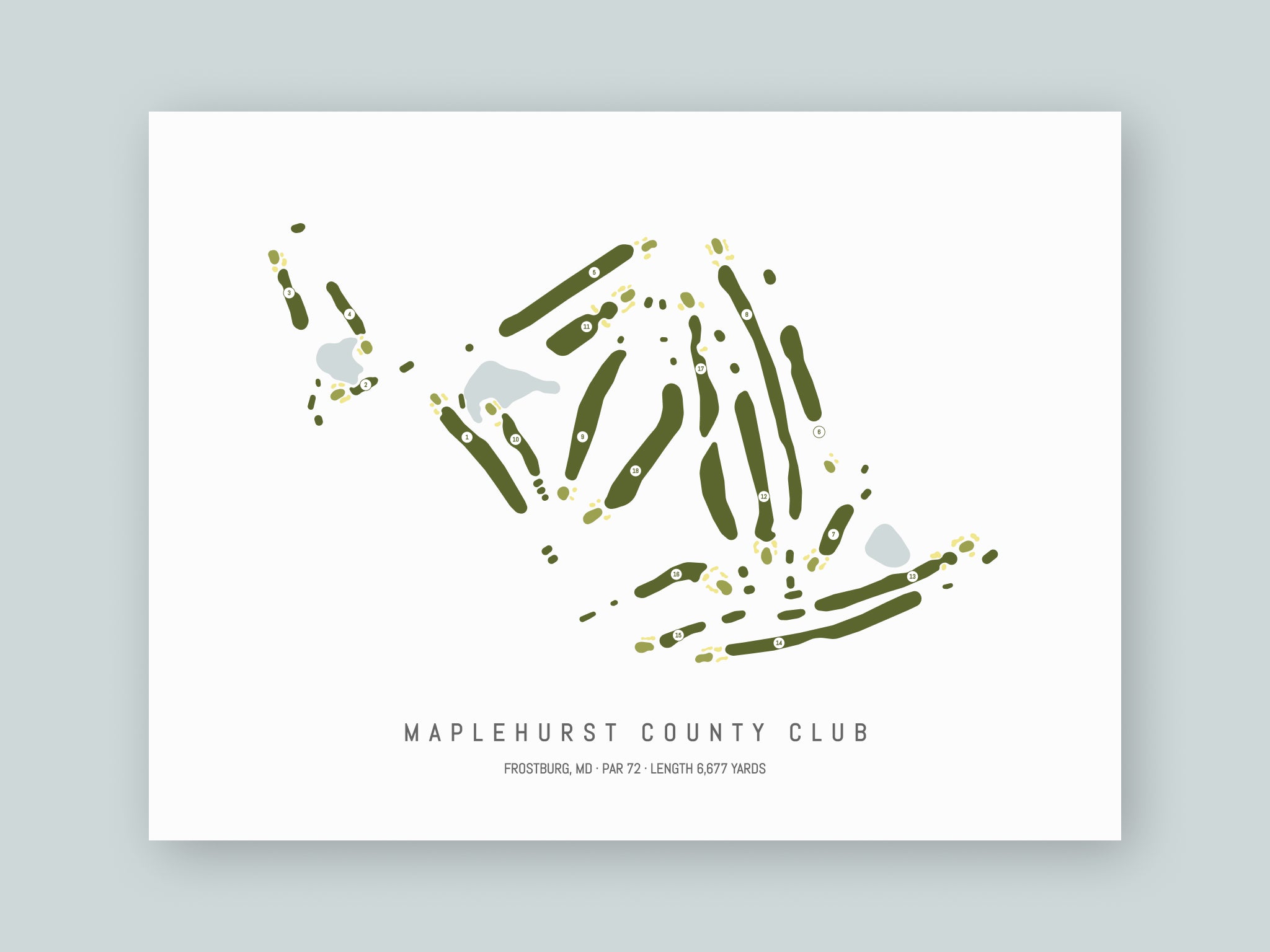 Maplehurst-County-Club-MD--Unframed-24x18-With-Hole-Numbers