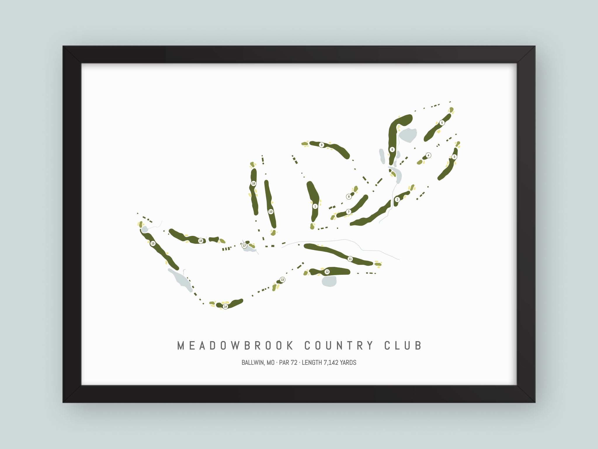 Meadowbrook-Country-Club-MO--Black-Frame-24x18-With-Hole-Numbers