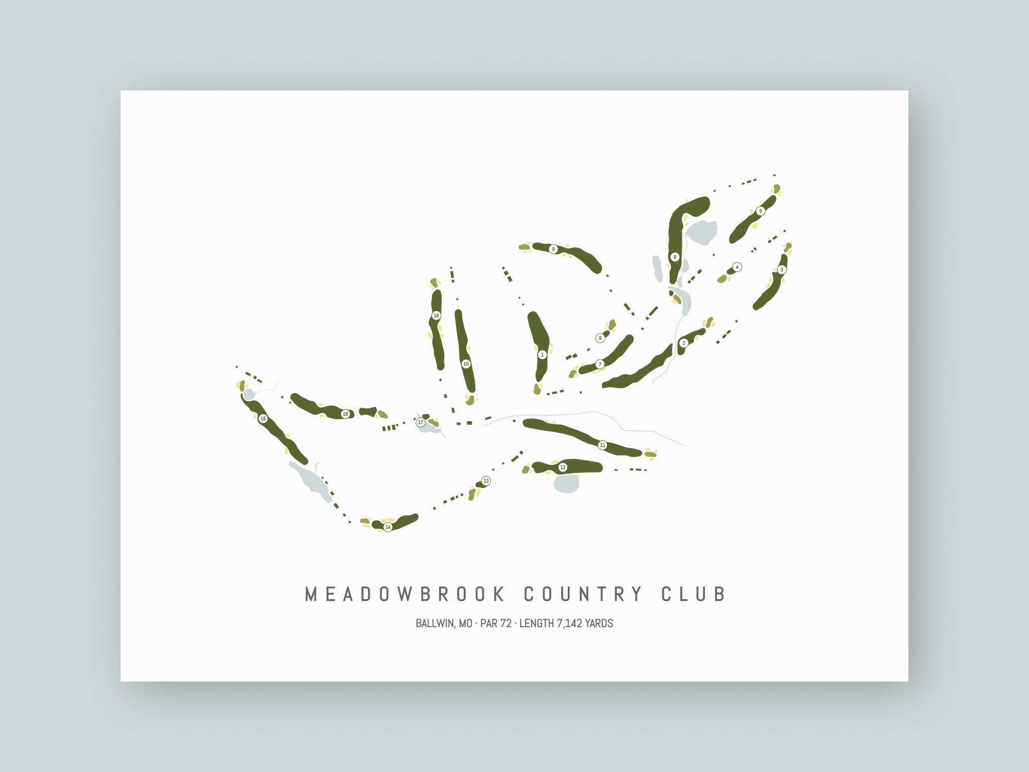 Meadowbrook-Country-Club-MO--Unframed-24x18-With-Hole-Numbers