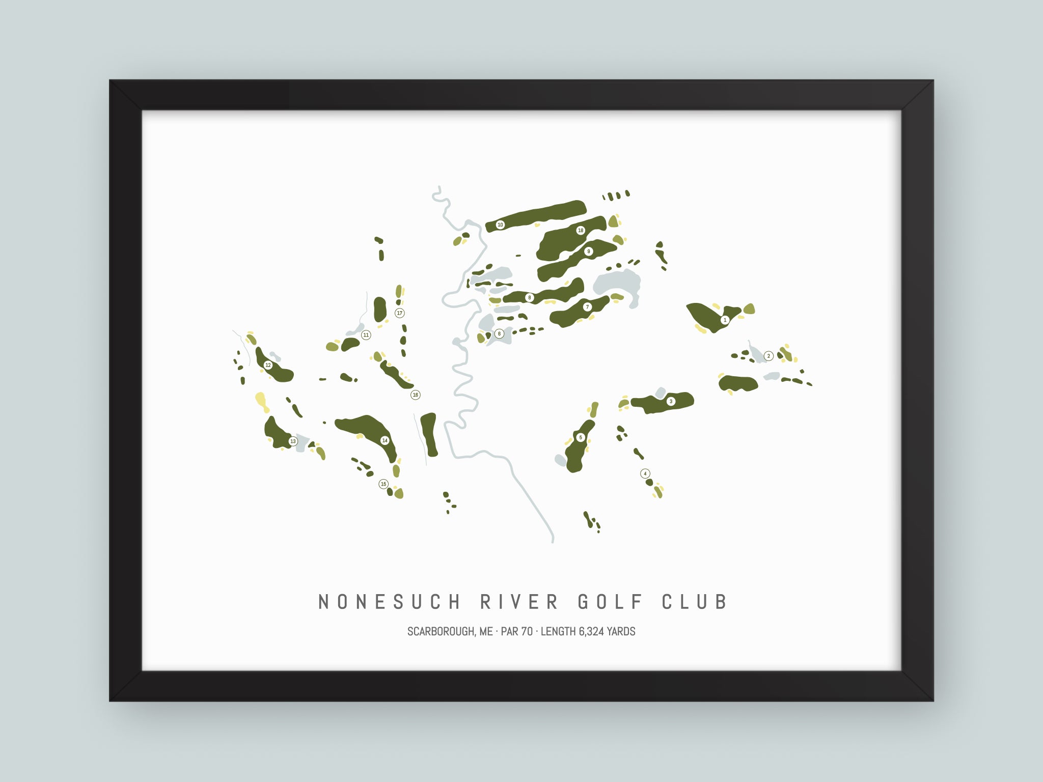 Nonesuch-River-Golf-Club-ME--Black-Frame-24x18-With-Hole-Numbers