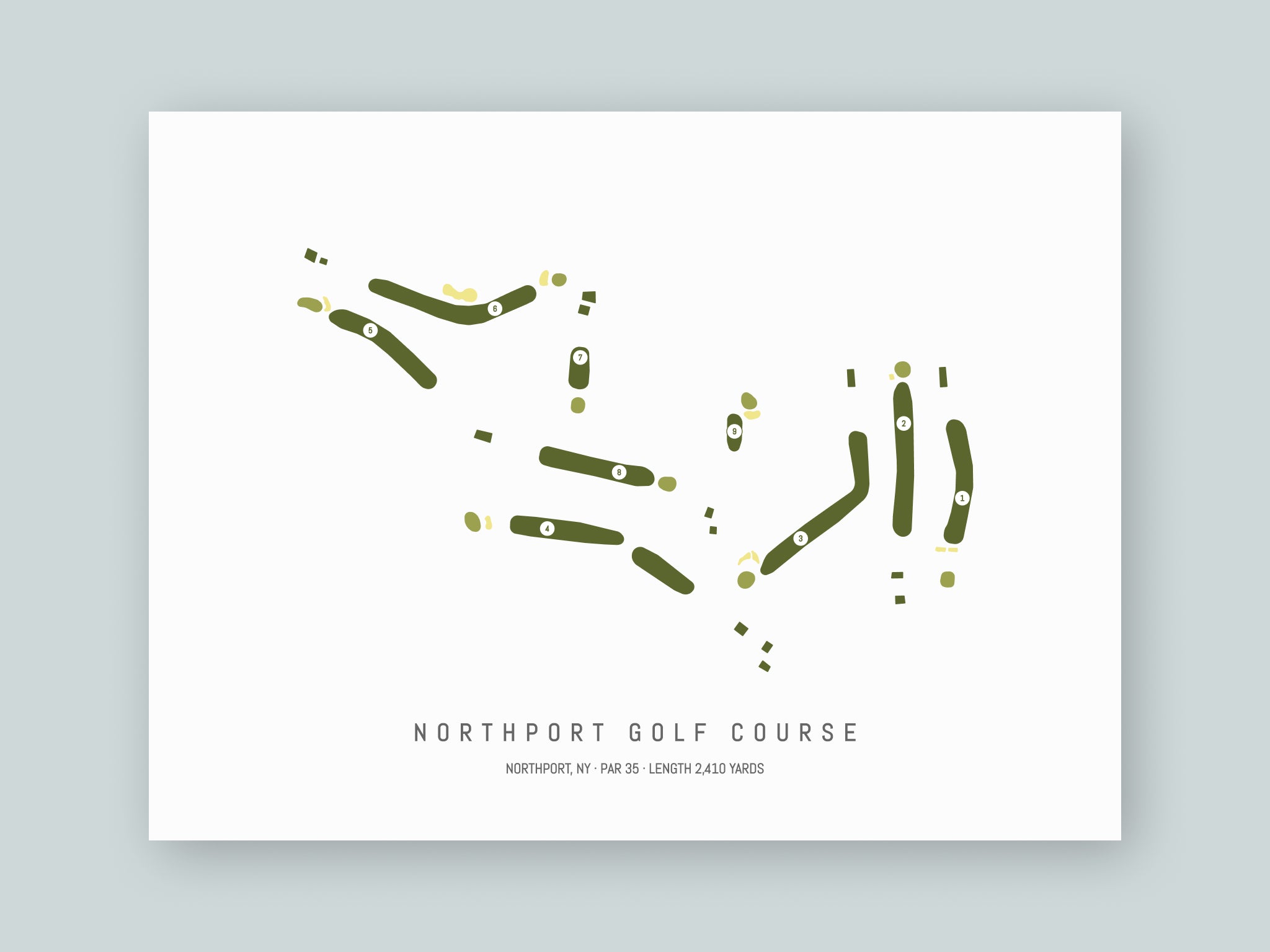 Northport-Golf-Course-NY--Unframed-24x18-With-Hole-Numbers