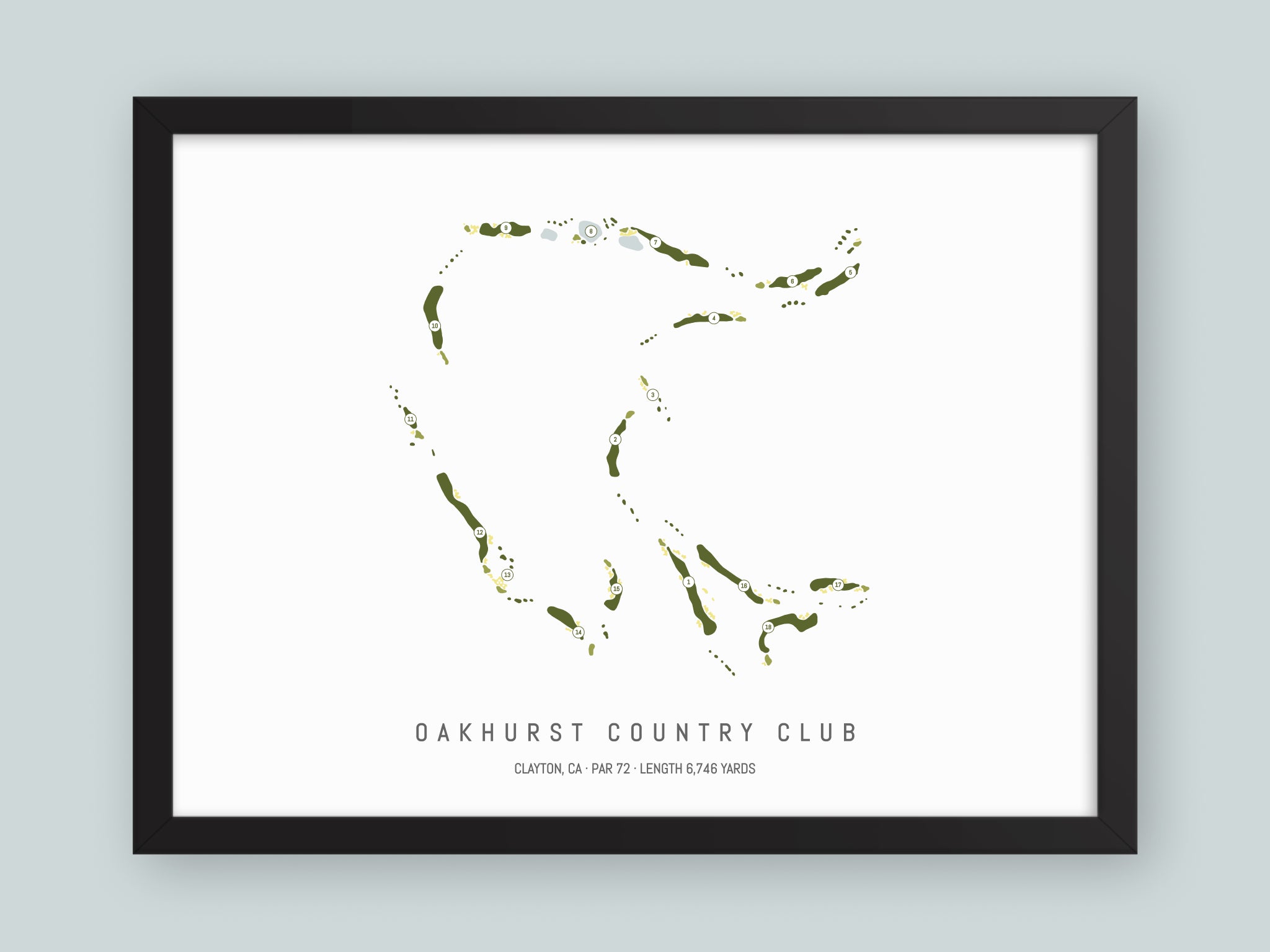 Oakhurst-Country-Club-CA--Black-Frame-24x18-With-Hole-Numbers