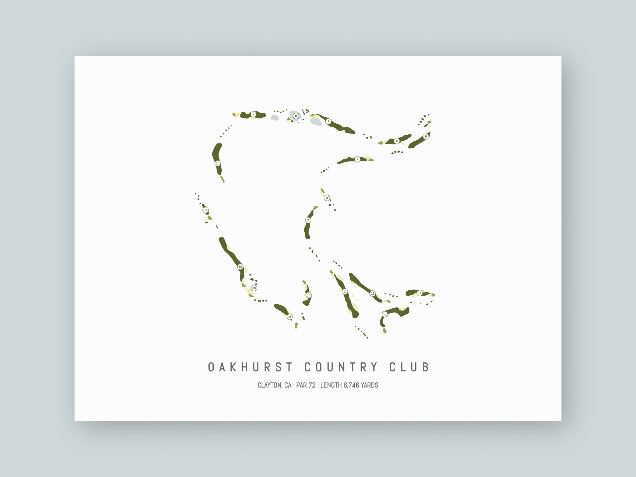 Oakhurst-Country-Club-CA--Unframed-24x18-With-Hole-Numbers