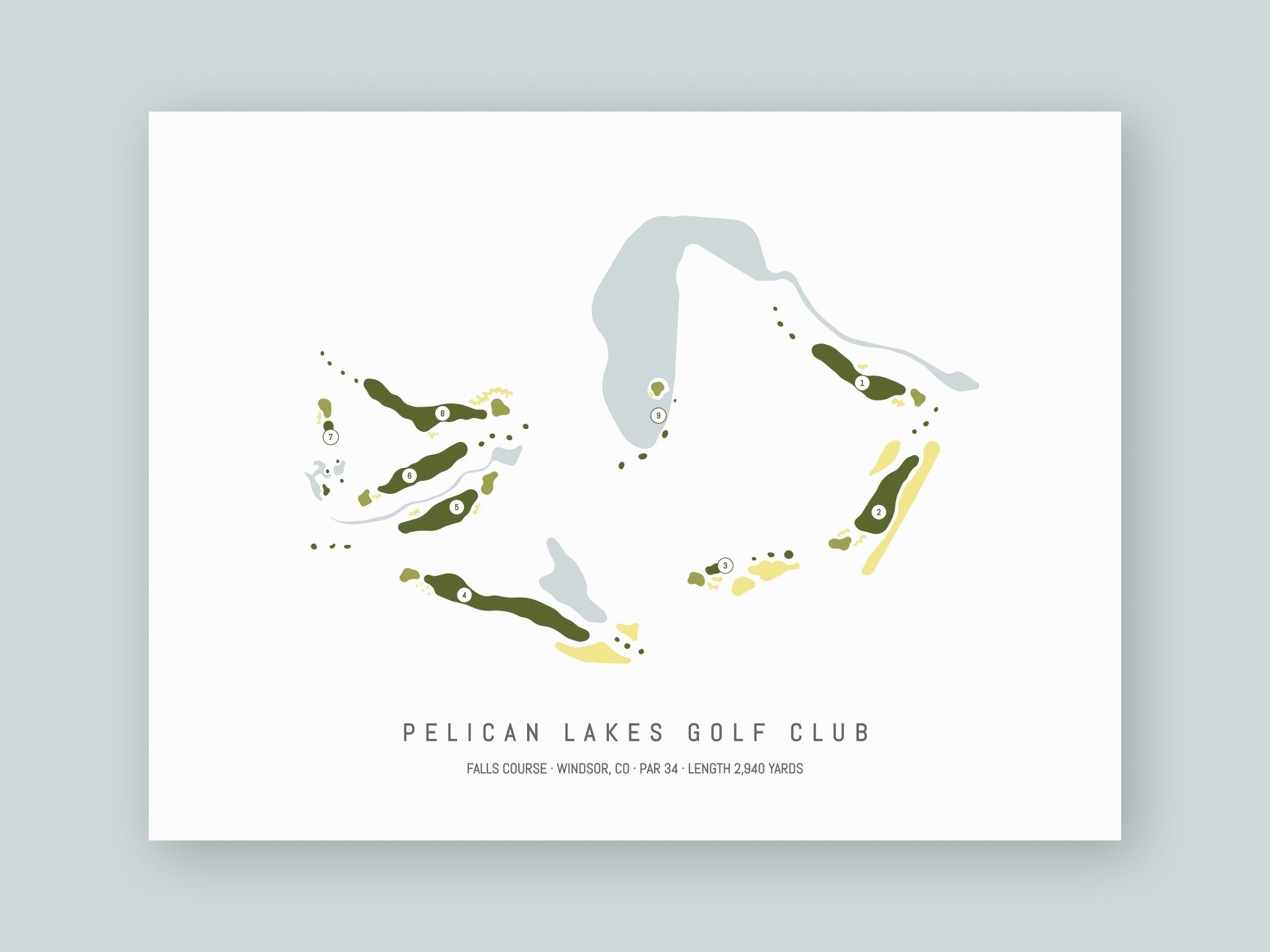 Pelican-Lakes-Golf-Club-Falls-Course-CO--Unframed-24x18-With-Hole-Numbers