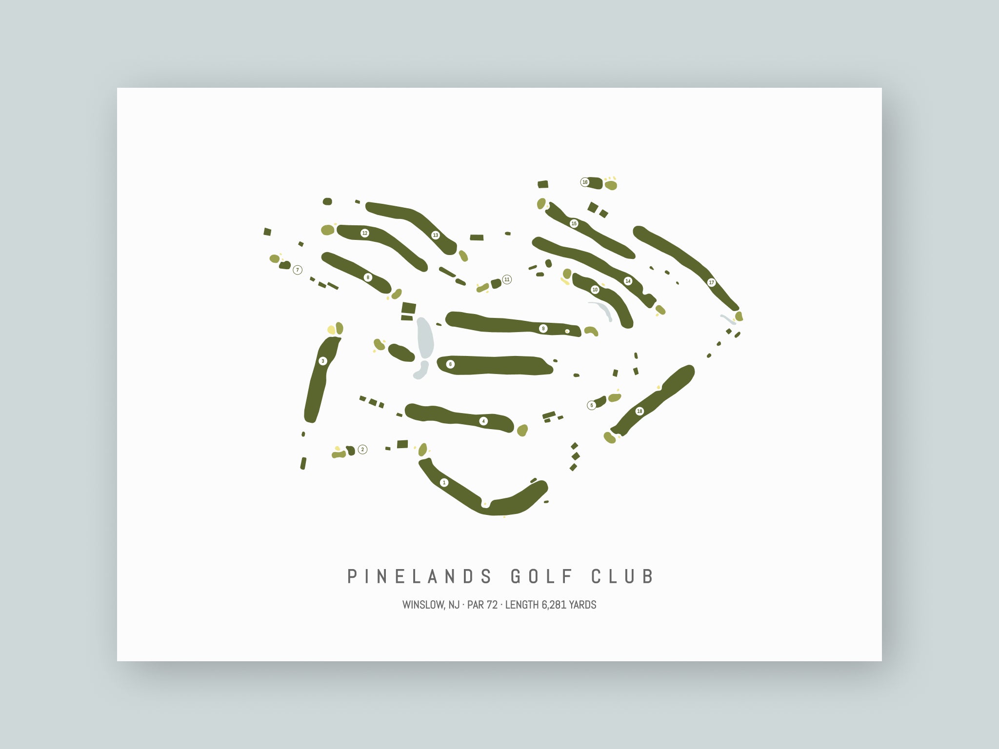 Pinelands-Golf-Club-NJ--Unframed-24x18-With-Hole-Numbers