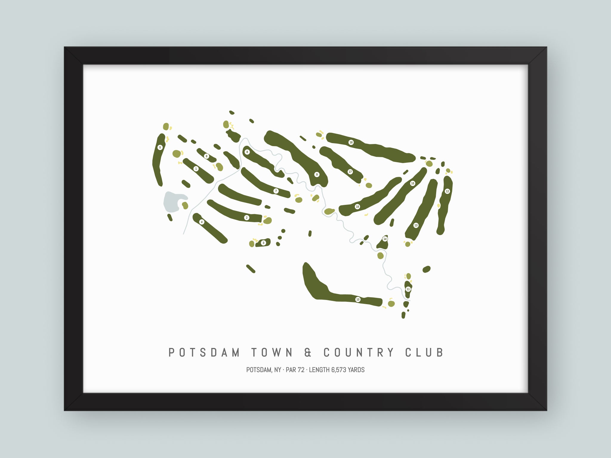 Potsdam-Town-And-Country-Club-NY--Black-Frame-24x18-With-Hole-Numbers