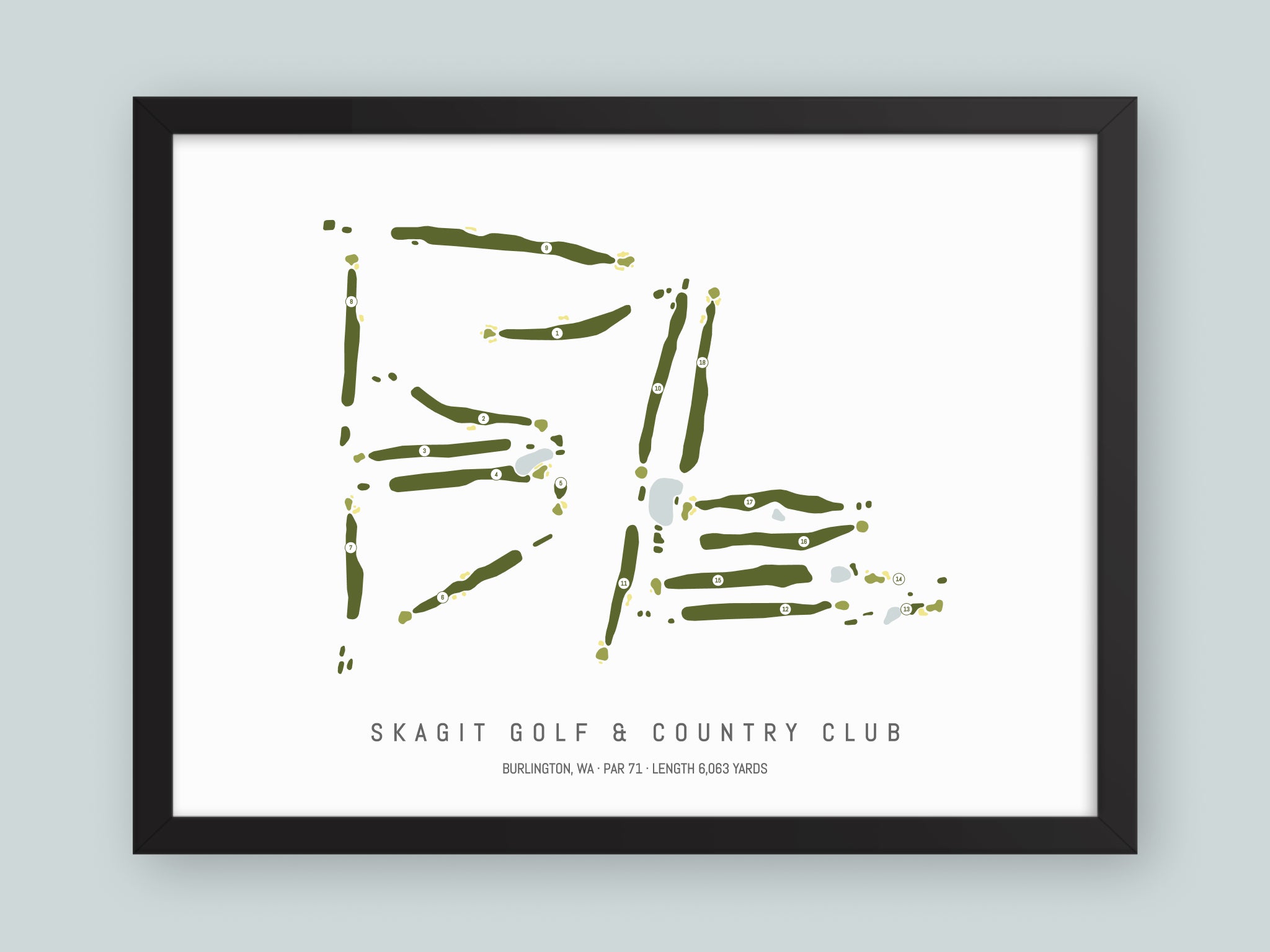 Skagit-Golf-And-Country-Club-WA--Black-Frame-24x18-With-Hole-Numbers