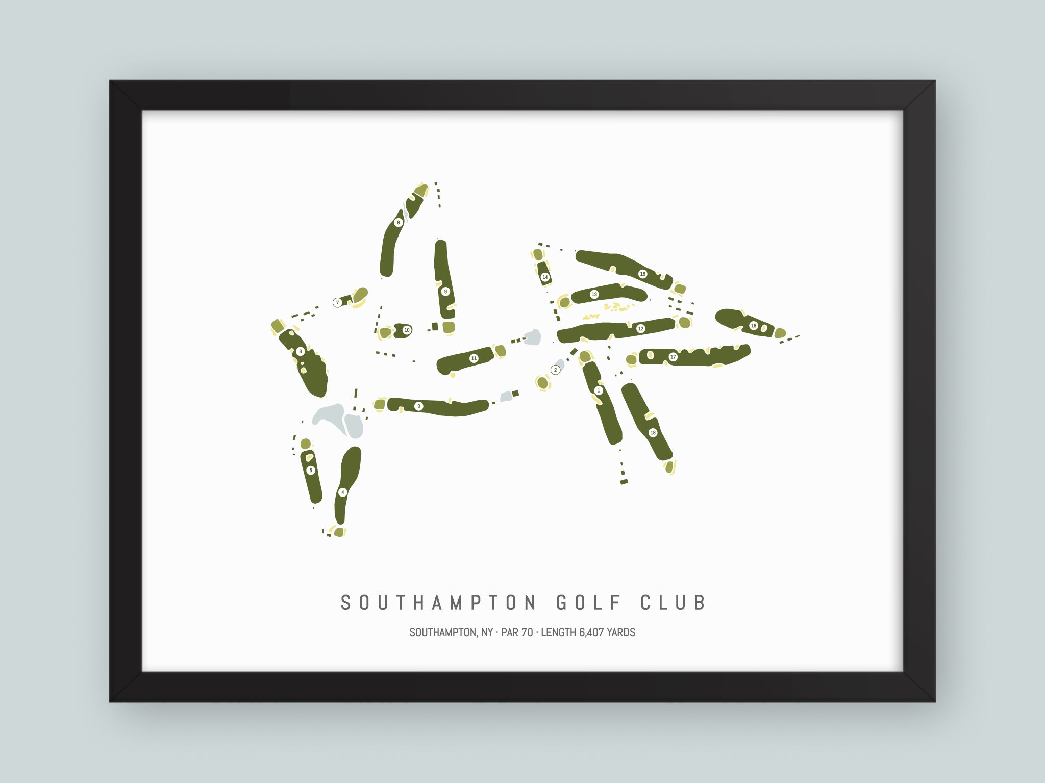 Southampton-Golf-Club-NY--Black-Frame-24x18-With-Hole-Numbers