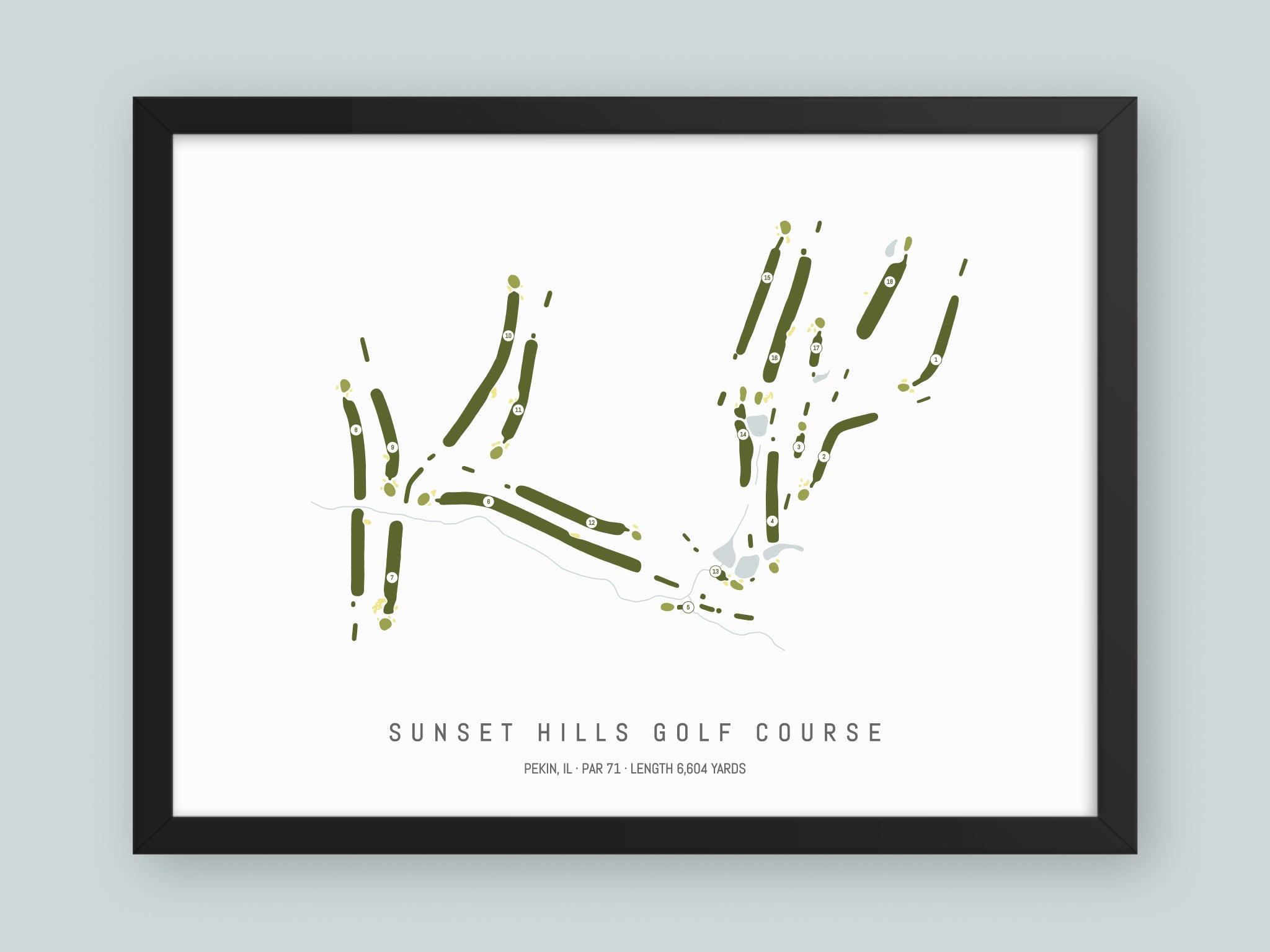 Sunset-Hills-Golf-Course-IL--Black-Frame-24x18-With-Hole-Numbers