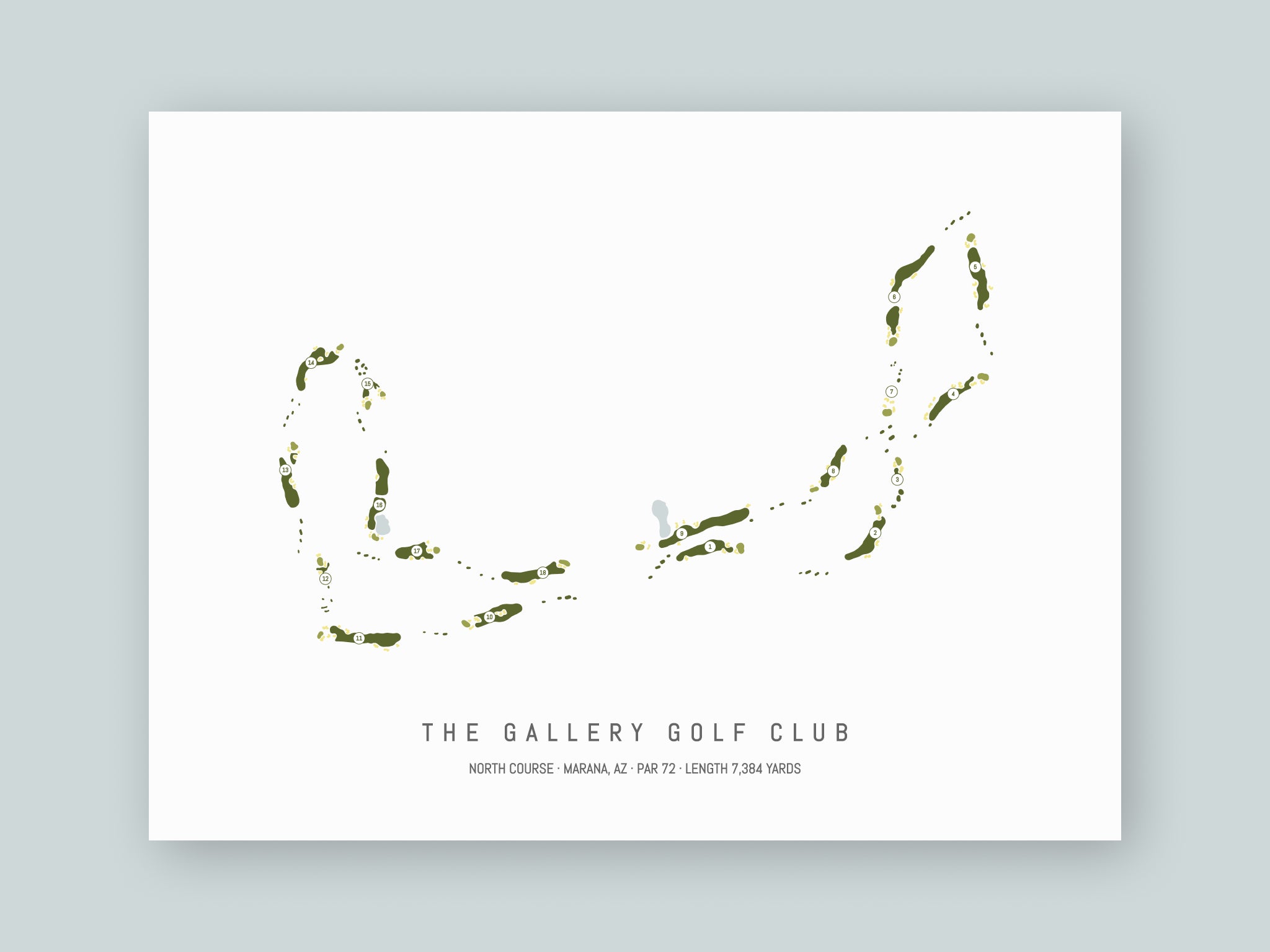 The-Gallery-Golf-Club-North-Course-AZ--Unframed-24x18-With-Hole-Numbers