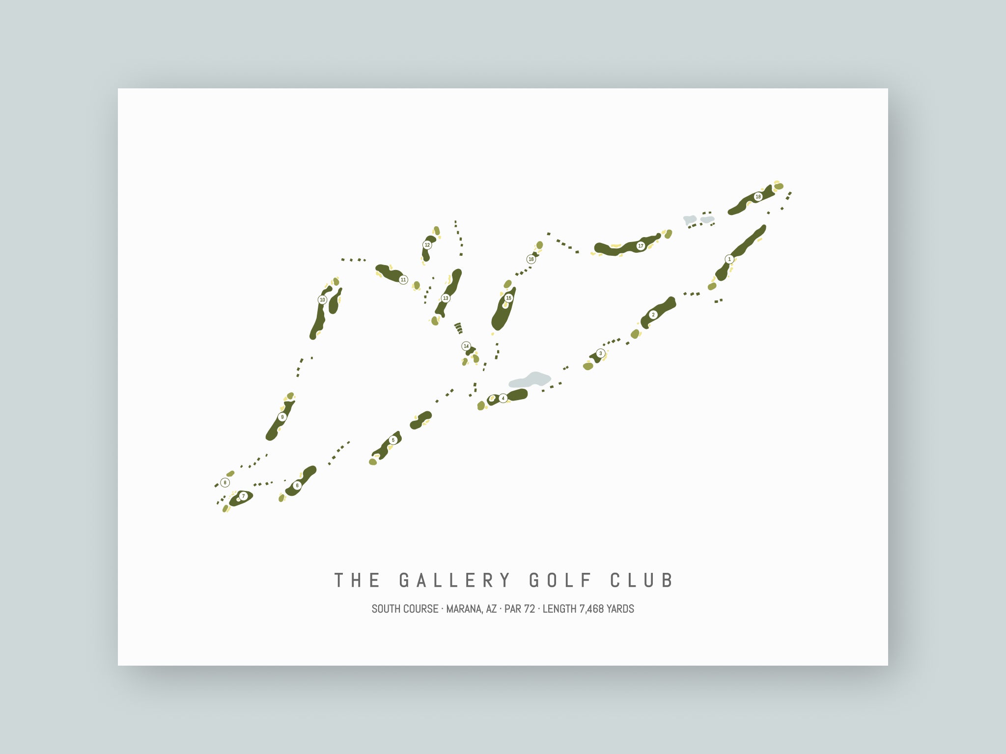 The-Gallery-Golf-Club-South-Course-AZ--Unframed-24x18-With-Hole-Numbers