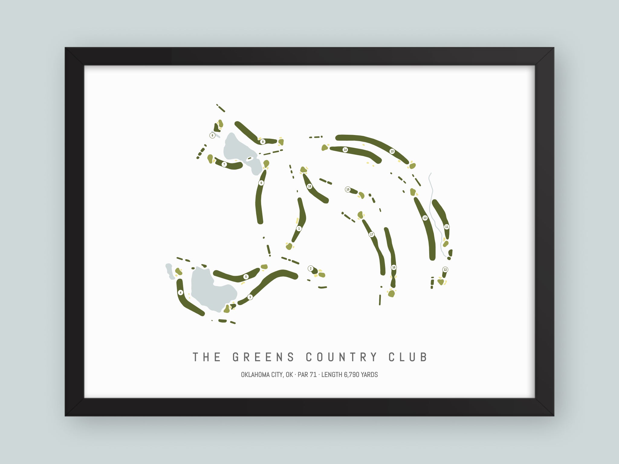 The-Greens-Country-Club-OK--Black-Frame-24x18-With-Hole-Numbers